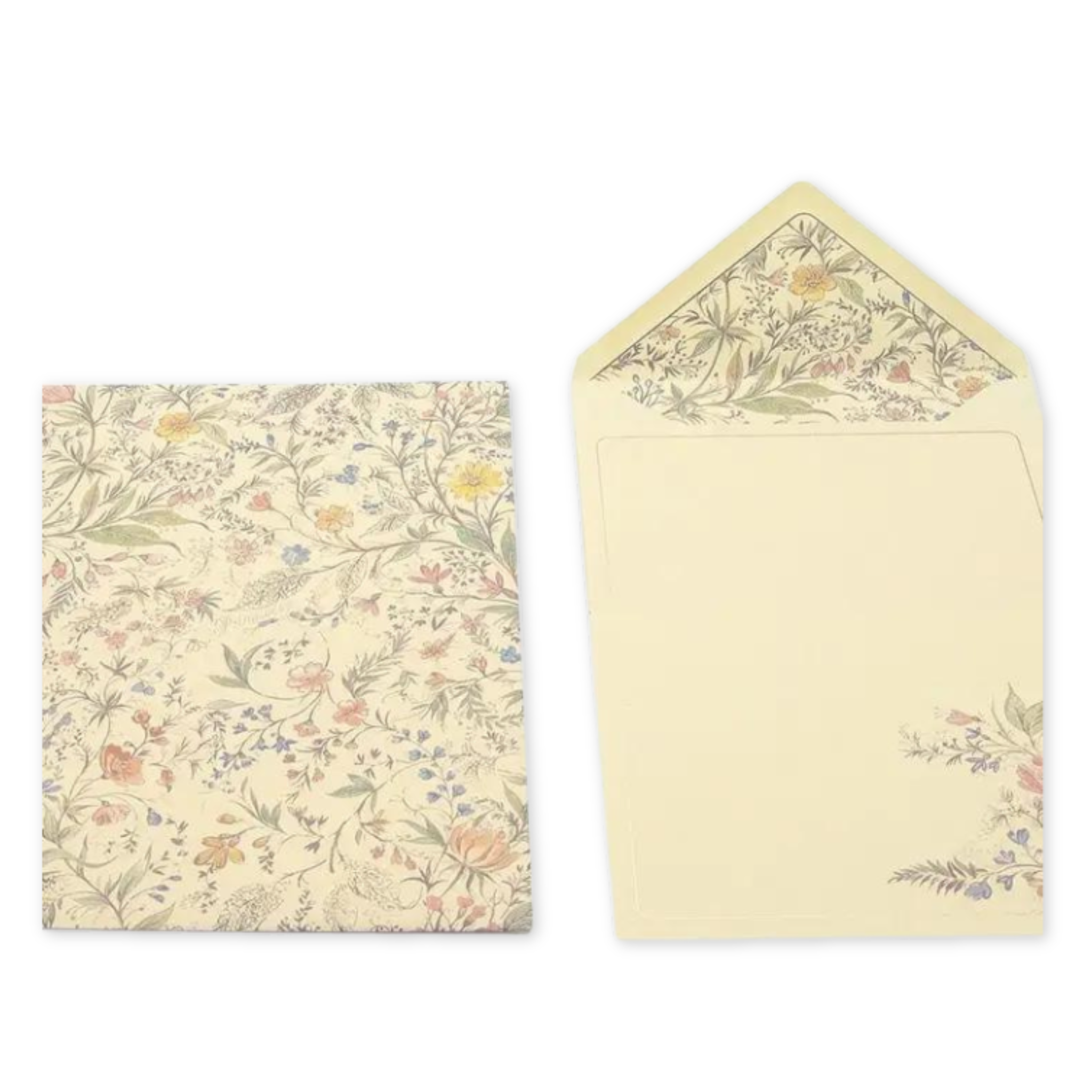 writing sheets with matching lined envelopes with floral spring design