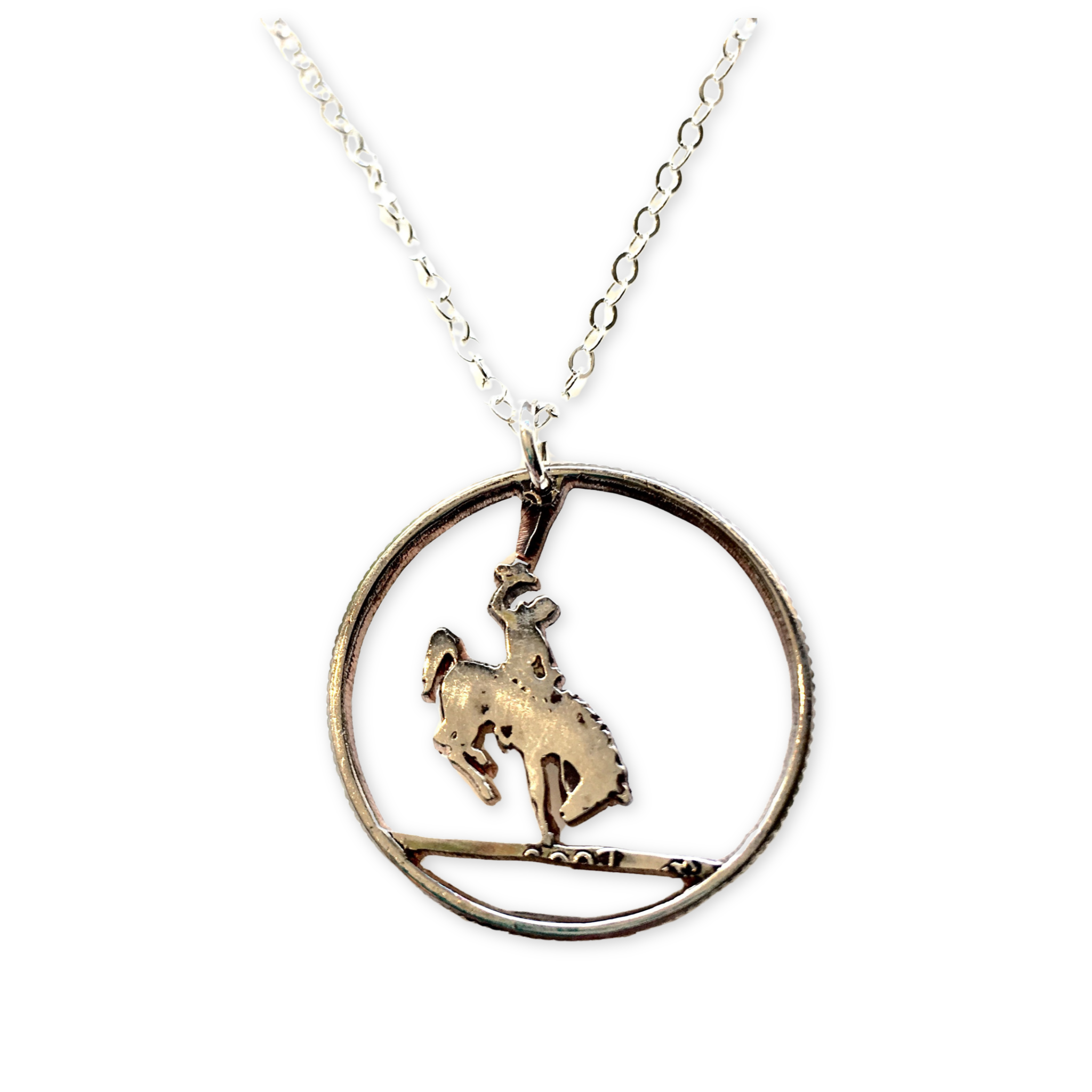 necklace with wyoming quarter pendant