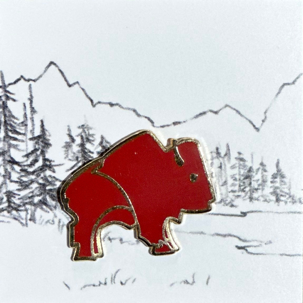 Bison Enamel Pin