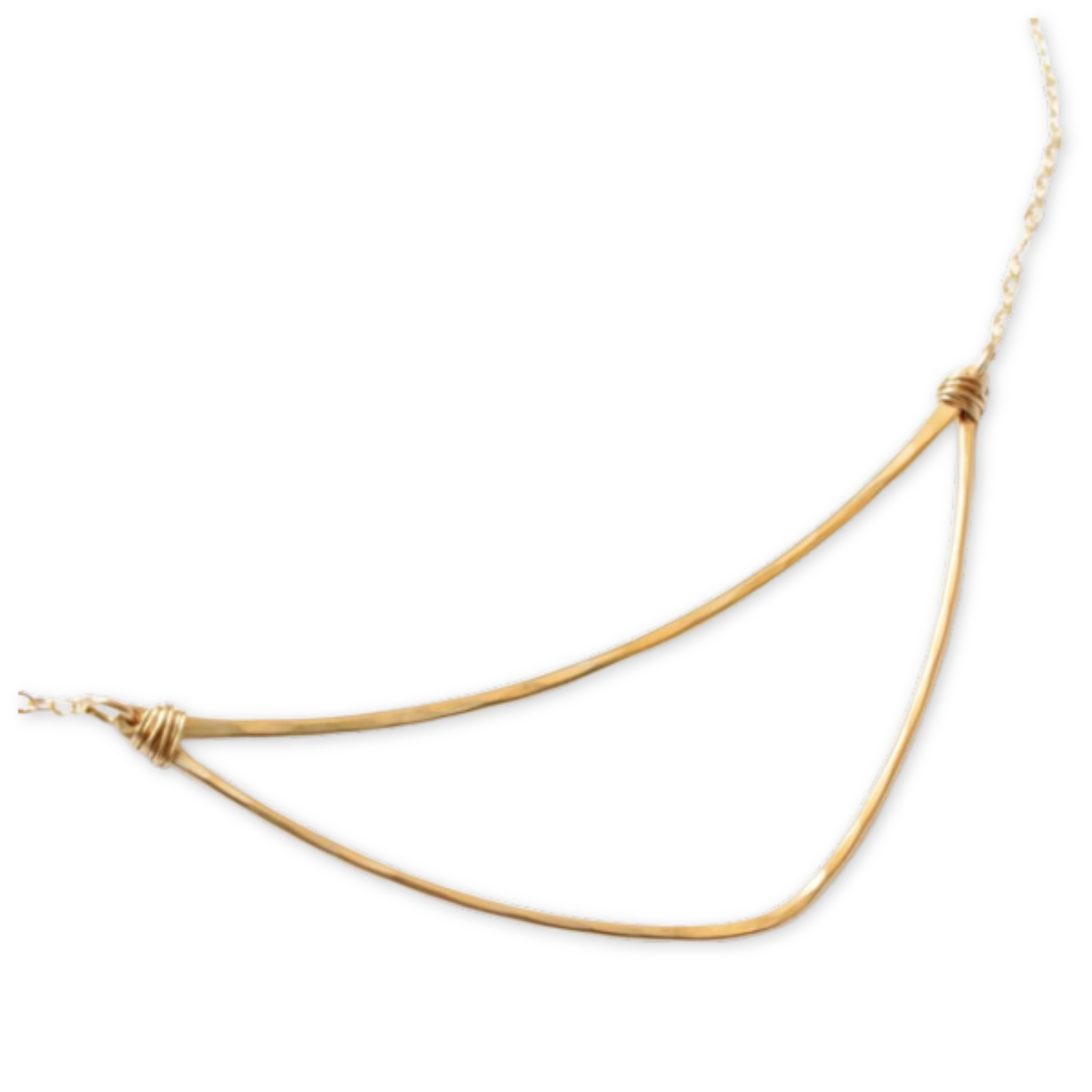 simple necklace with an abstract elongated triangle shaped pendant
