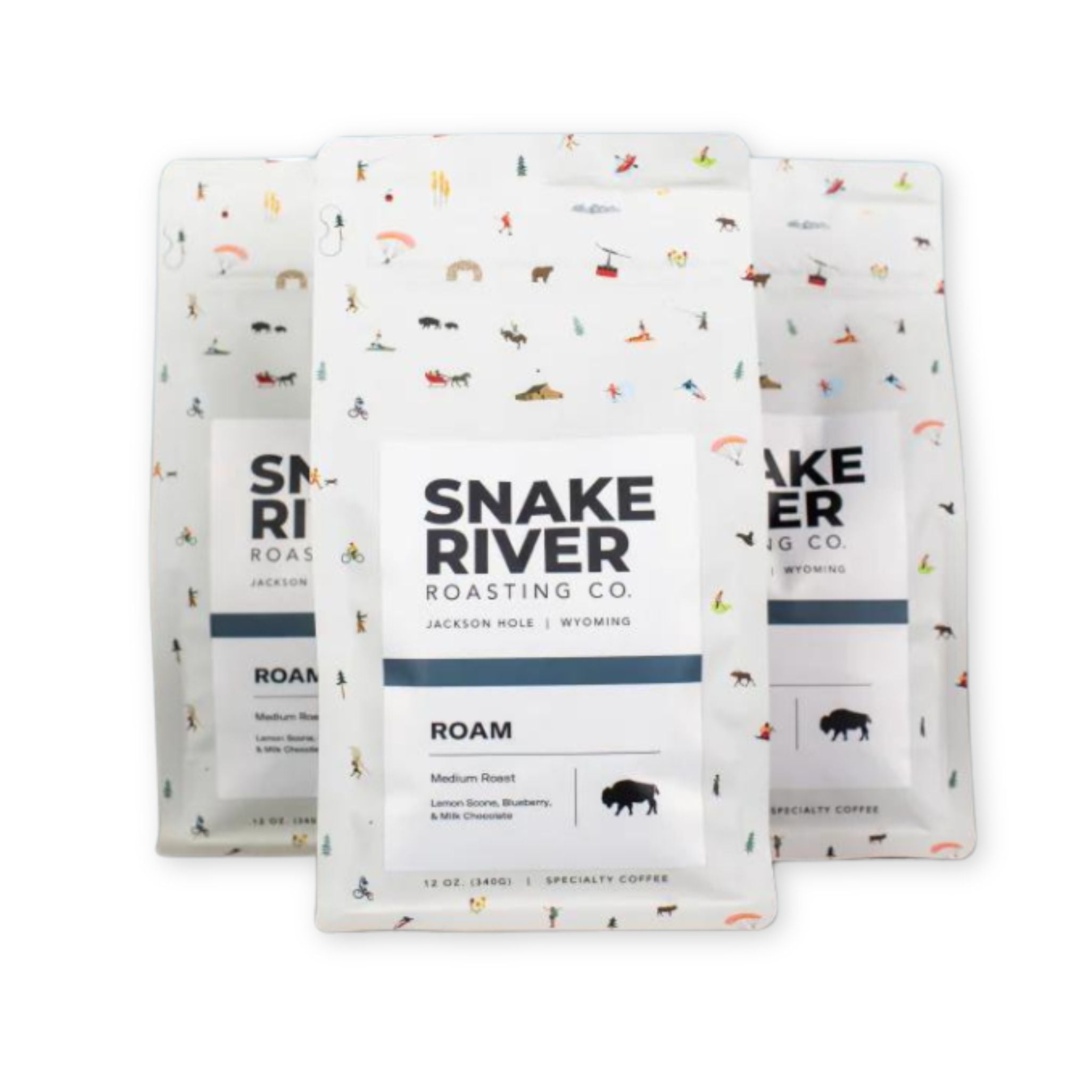 Three Coffee Bags for Snake River Roasting Roam Blend