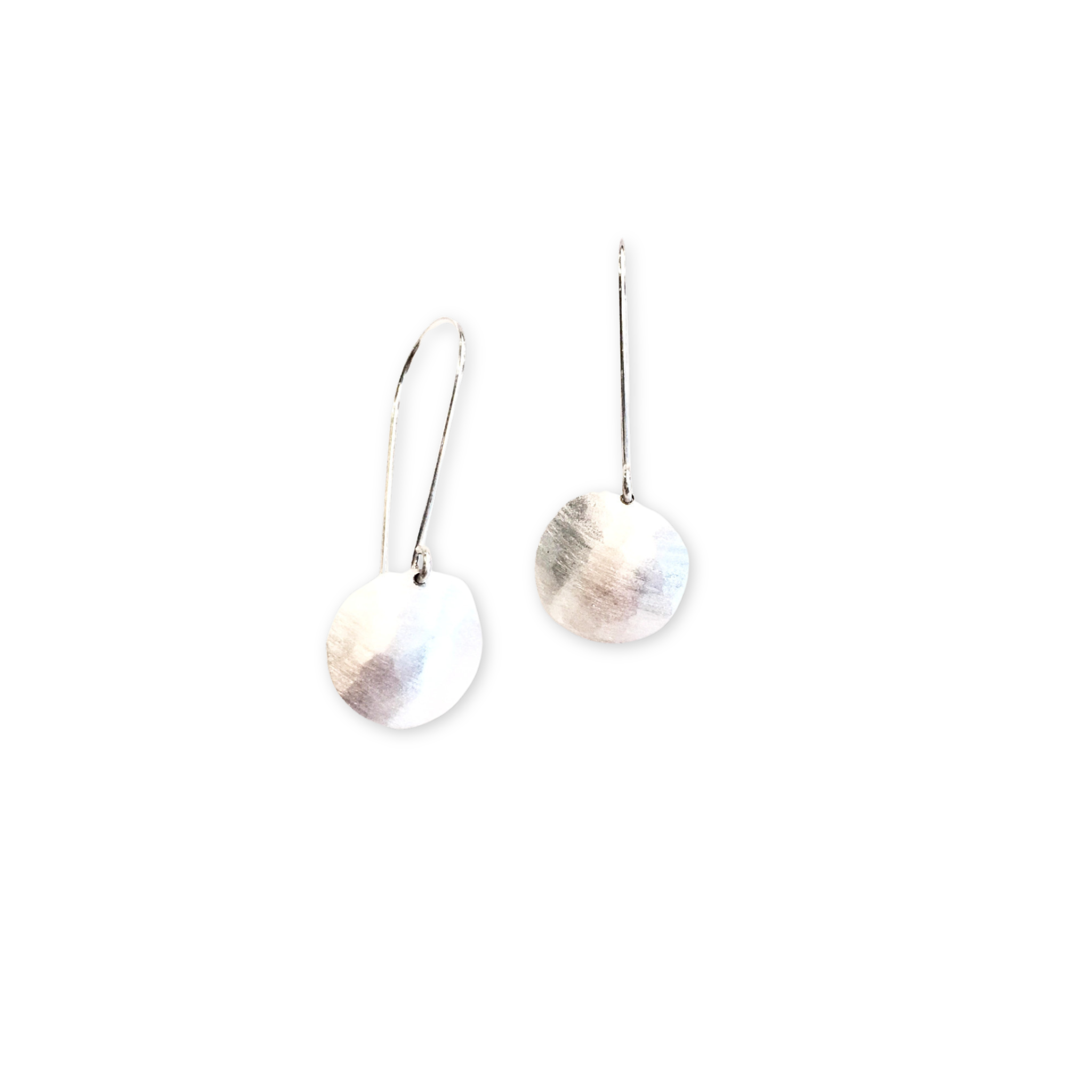 silver earrings with round discs