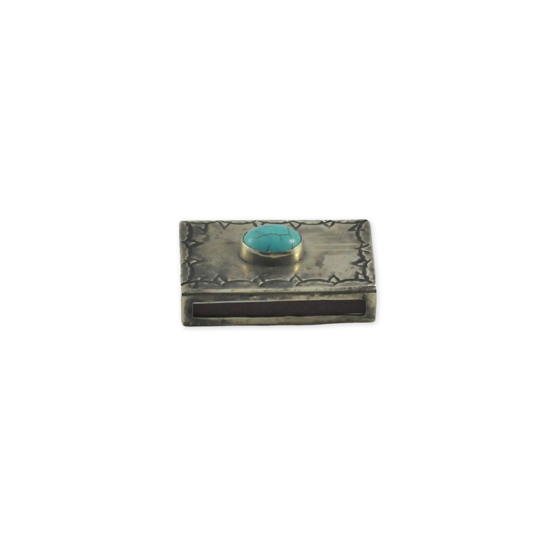 Silver Matchbox cover with Turqouise