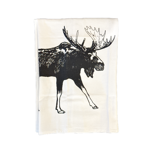 Moose Screen Printed Tea Towel