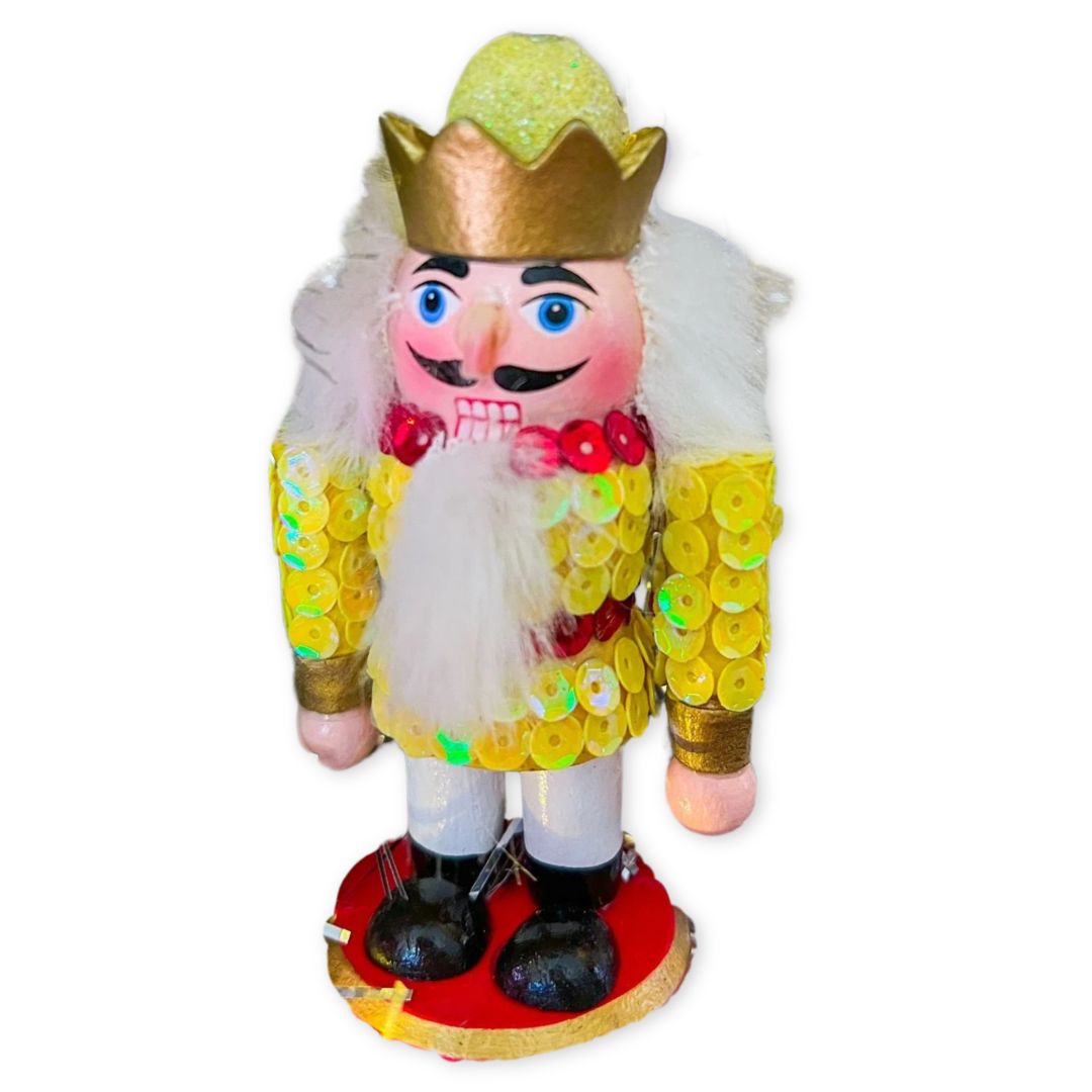 Yellow sequin nutcracker ornament