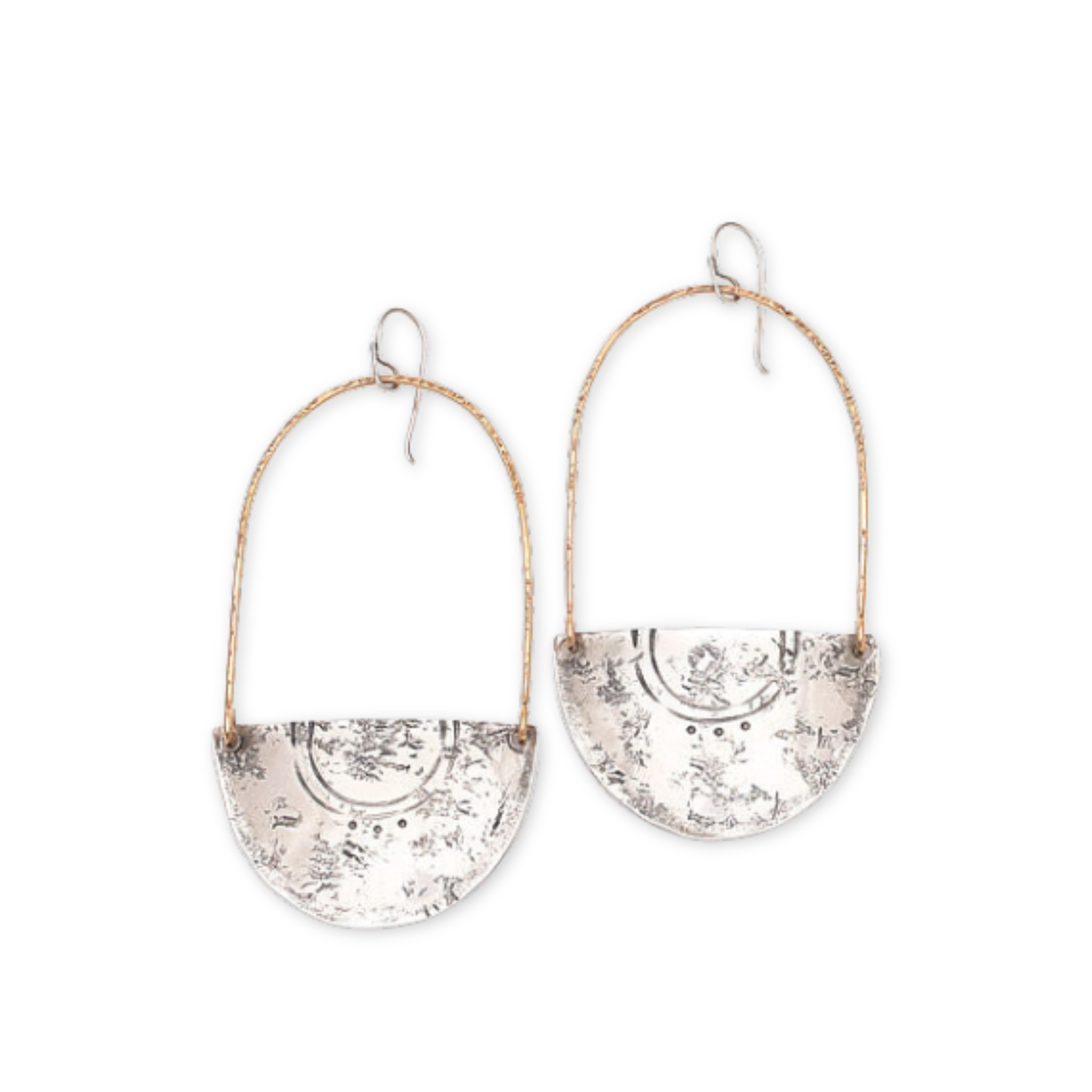 textured half circle earrings