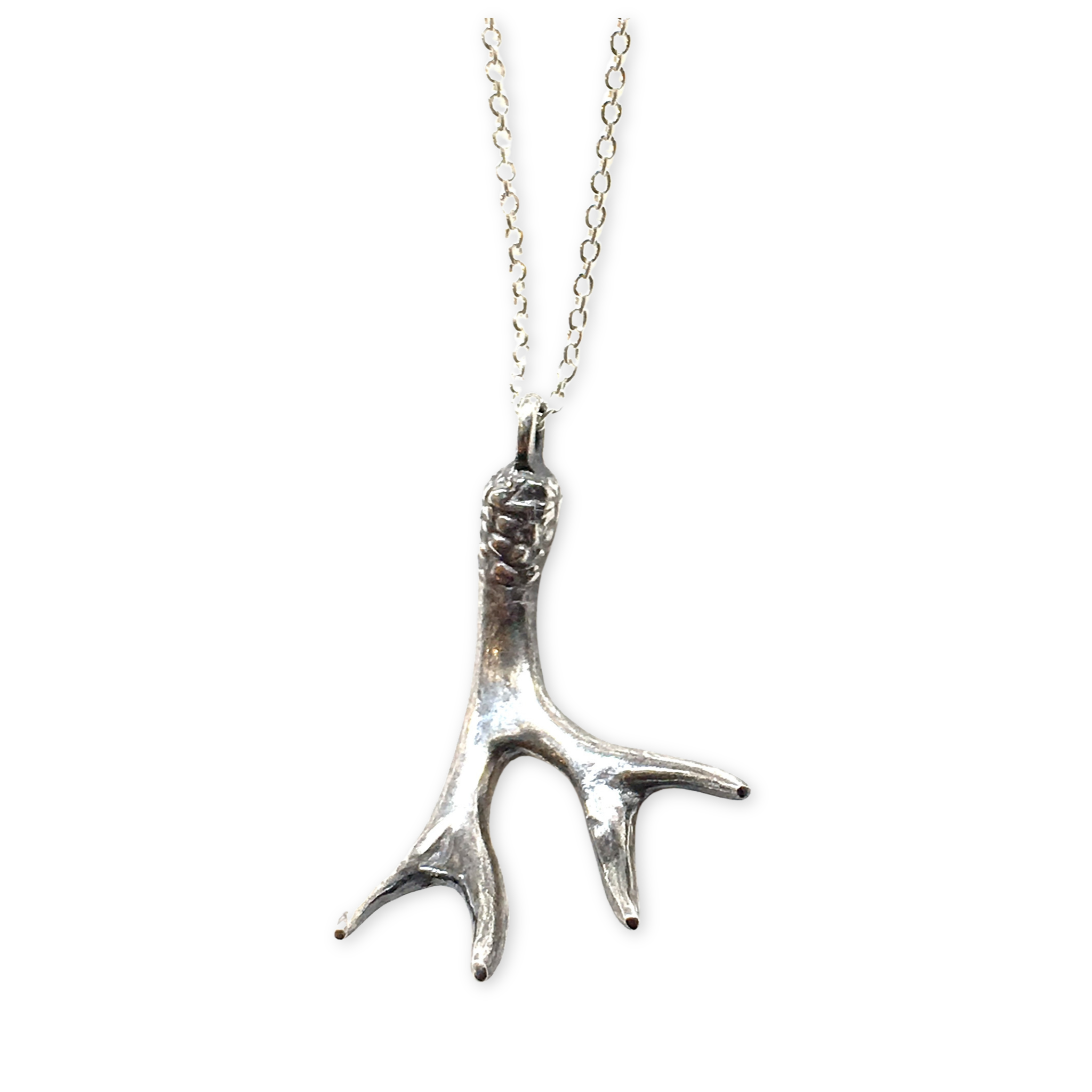 silver chain with a deer antler pendant