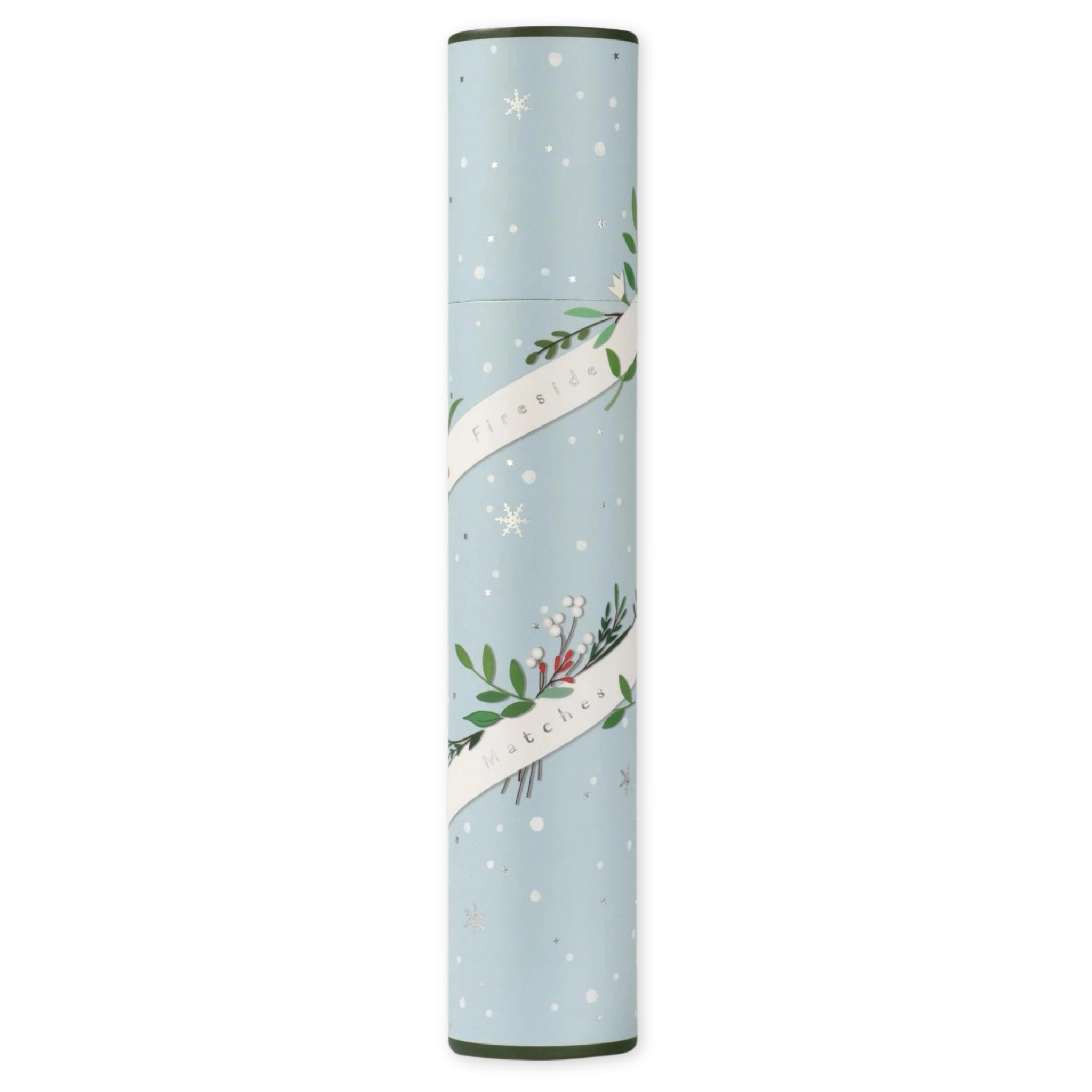 green tipped holiday themed fireplace matches