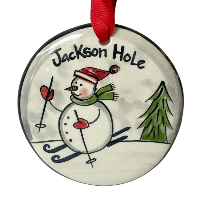 Snowman Skiing Ornament