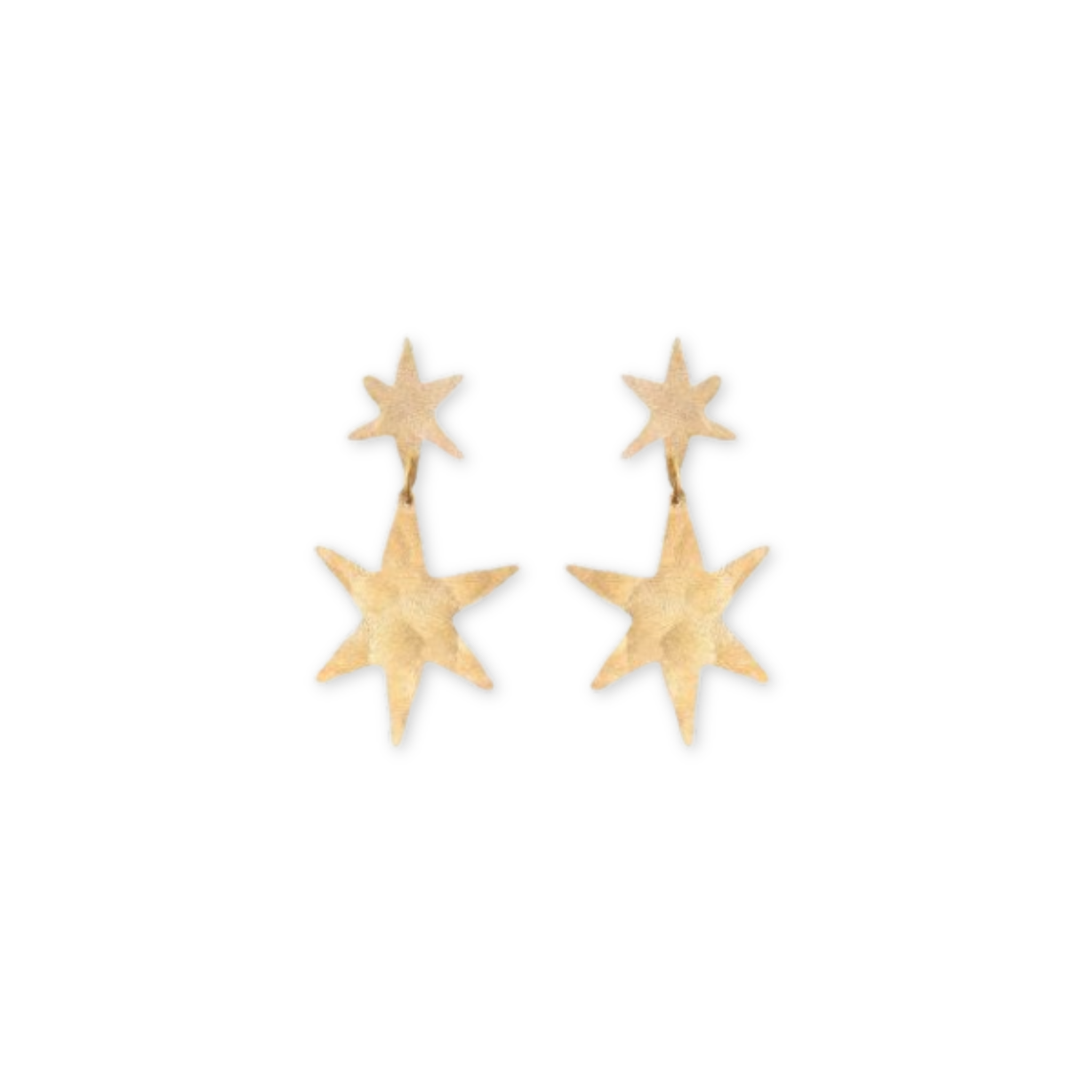 hammered earrings with two hanging six pointed stars