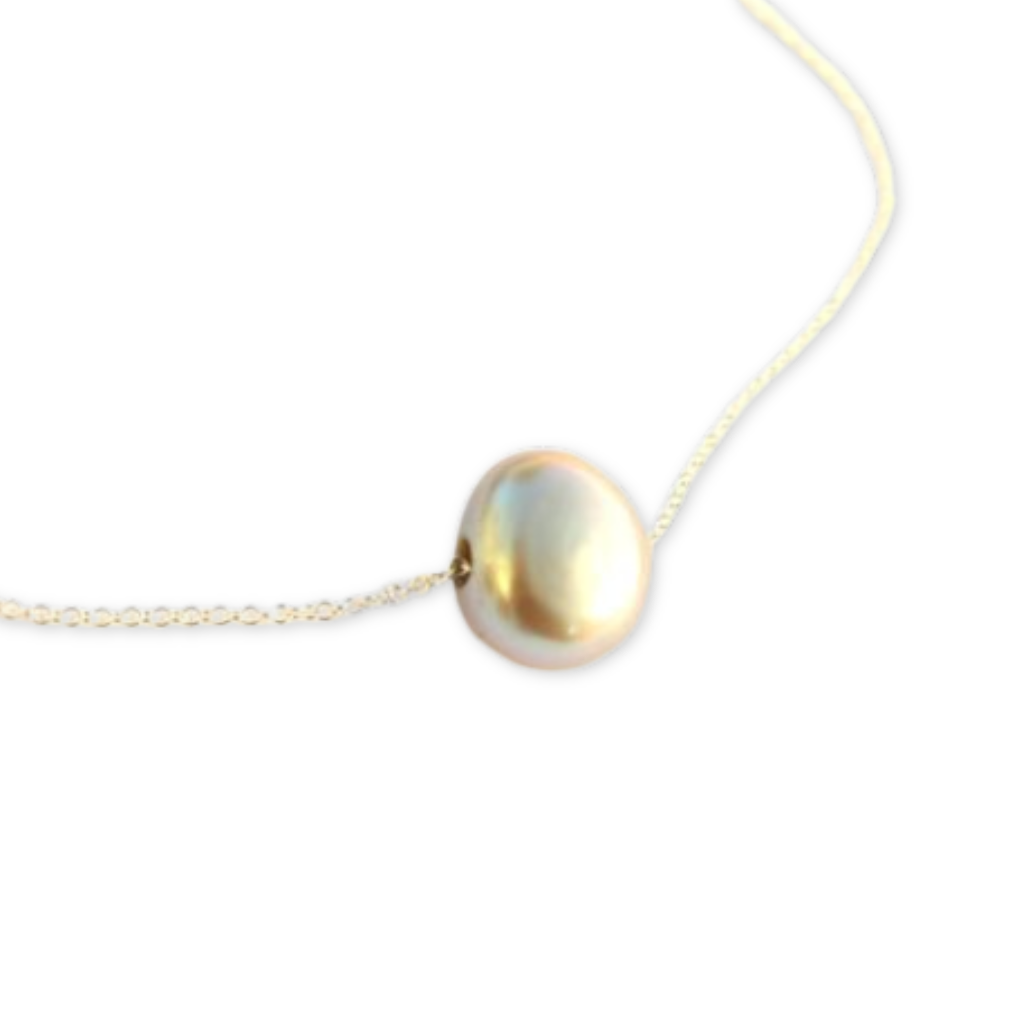 gold chain with a stainless steel baroque pearl