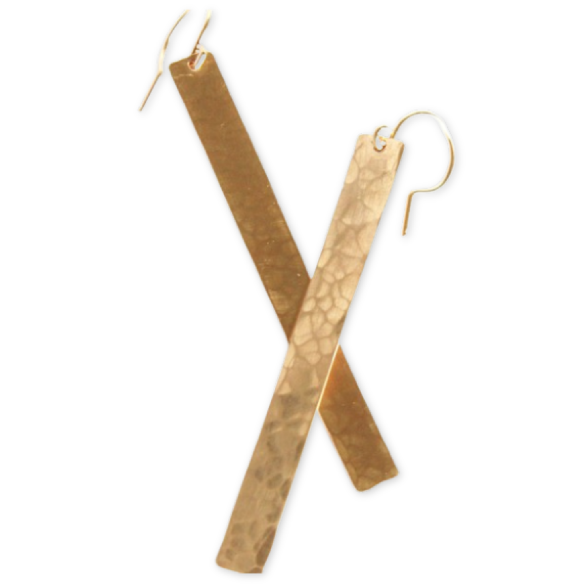 long gold rectangular hanging earrings