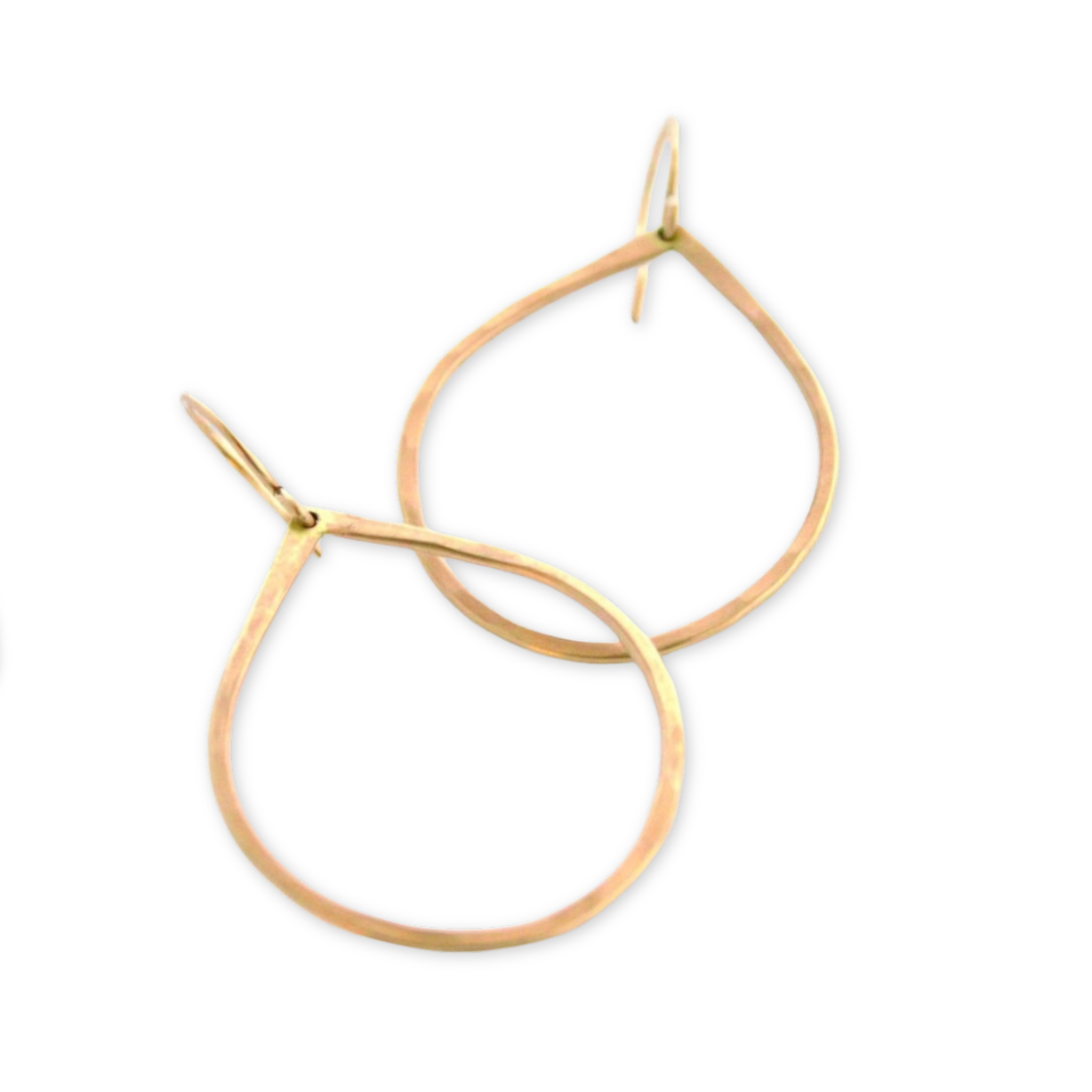 hammered open rounded tear drop shaped earrings