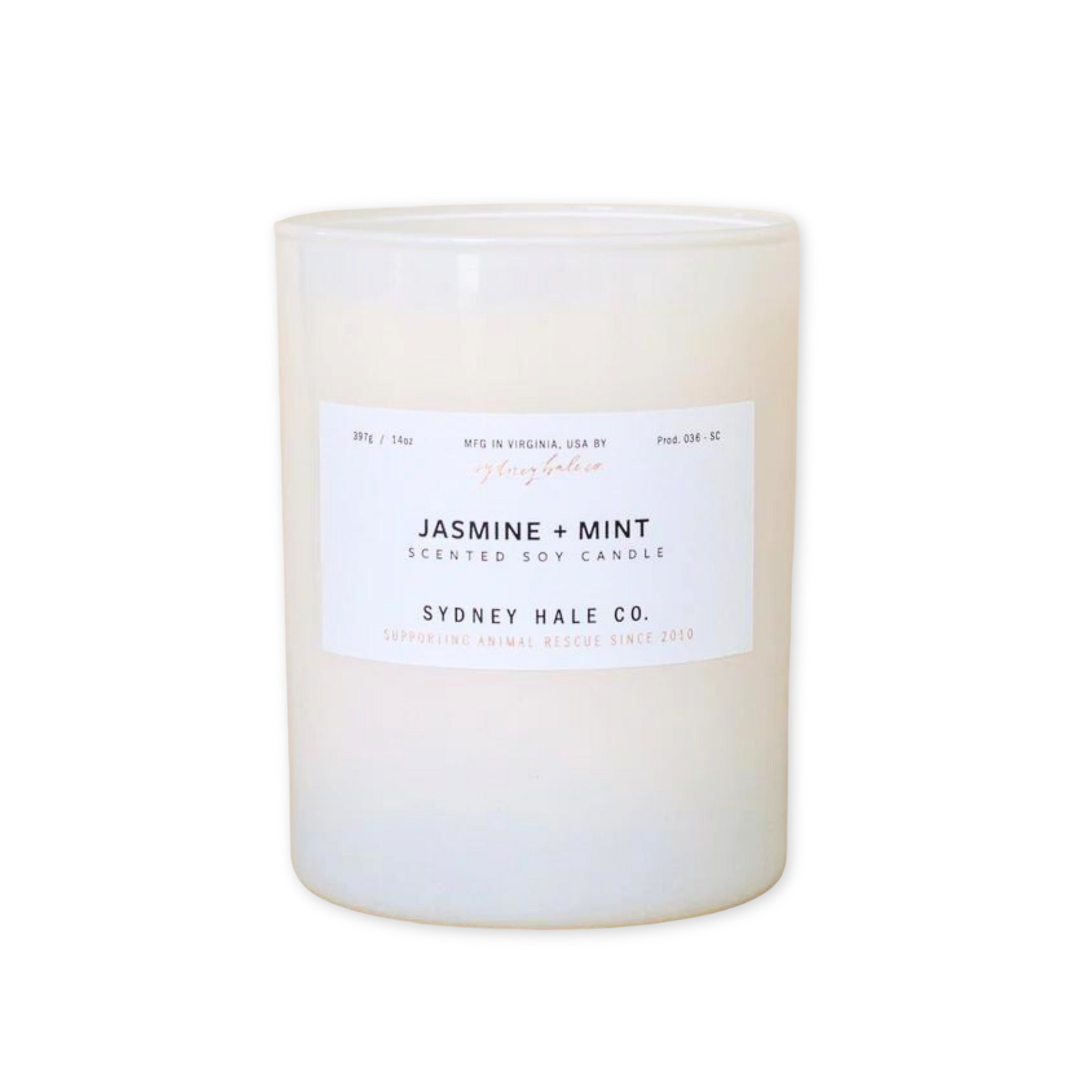 jasmine and peppermint scented candle
