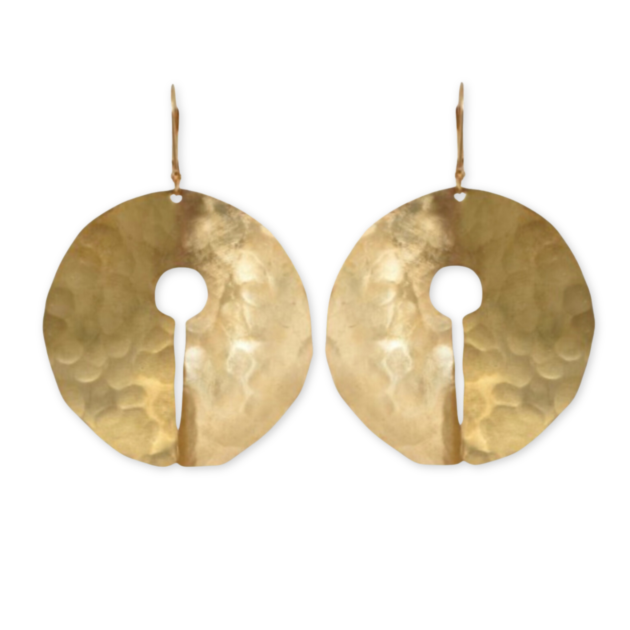 gold disc earrings with a slit