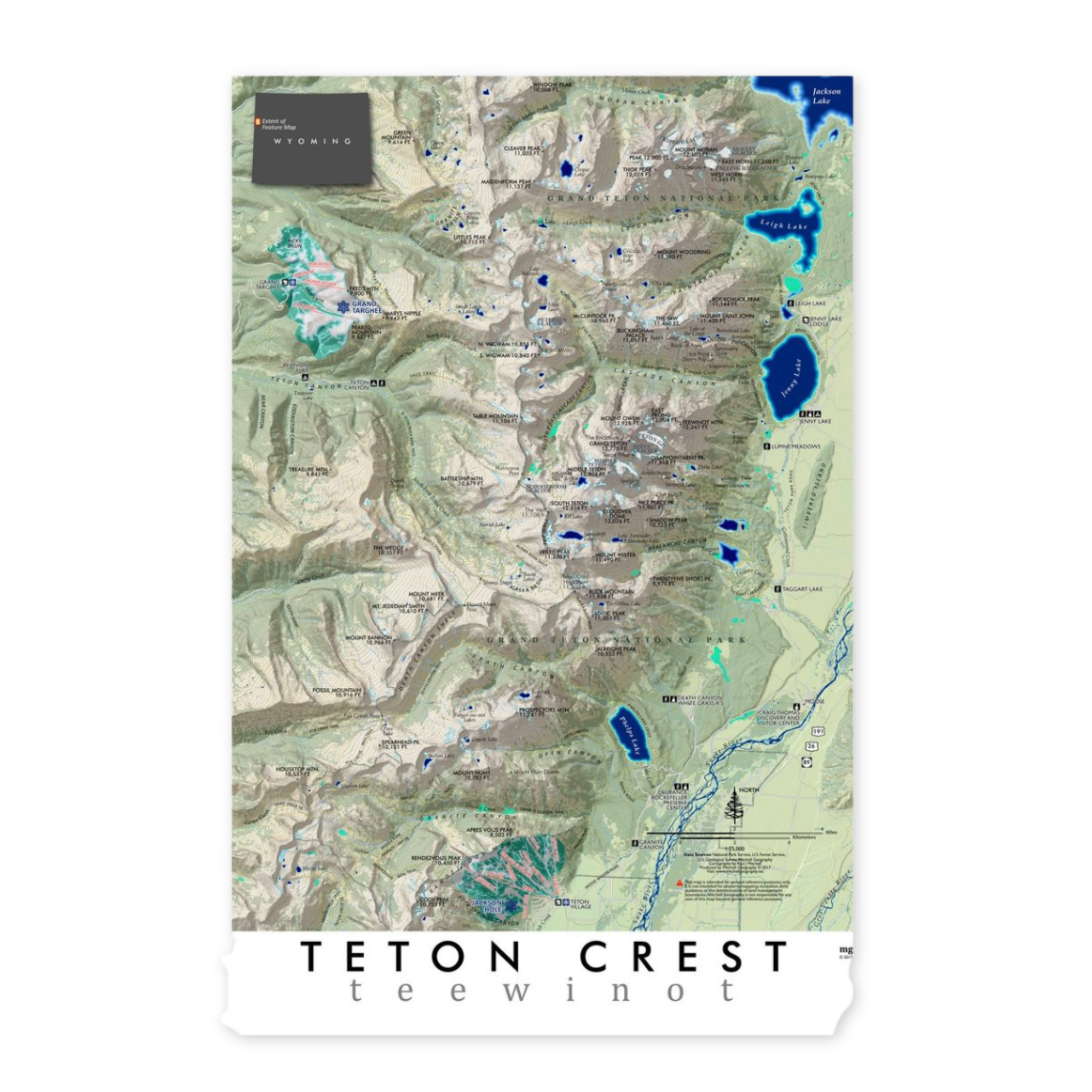 map outlining the teton crest trail starting from jackson hole mountain resort