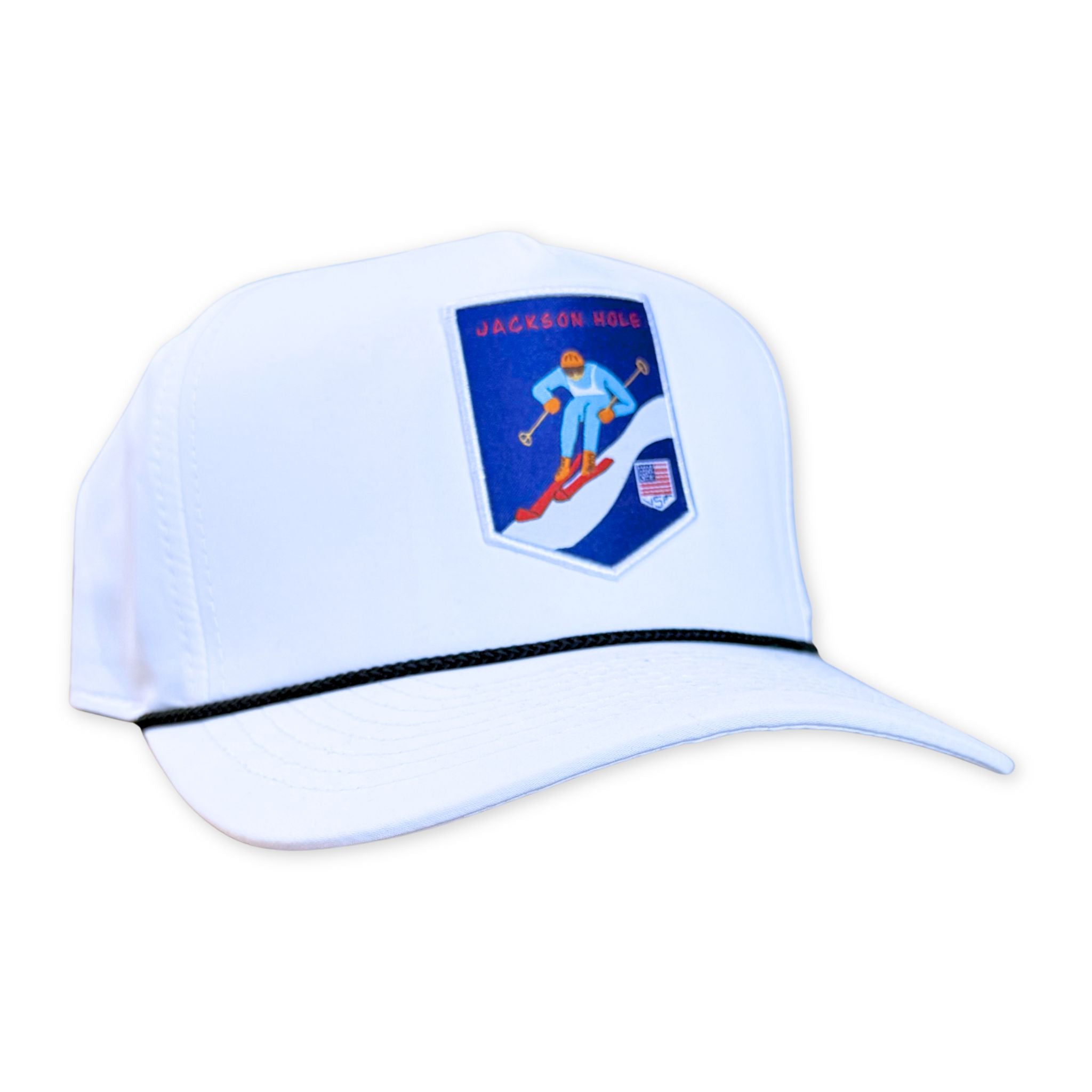 White cap with a logo on a white background