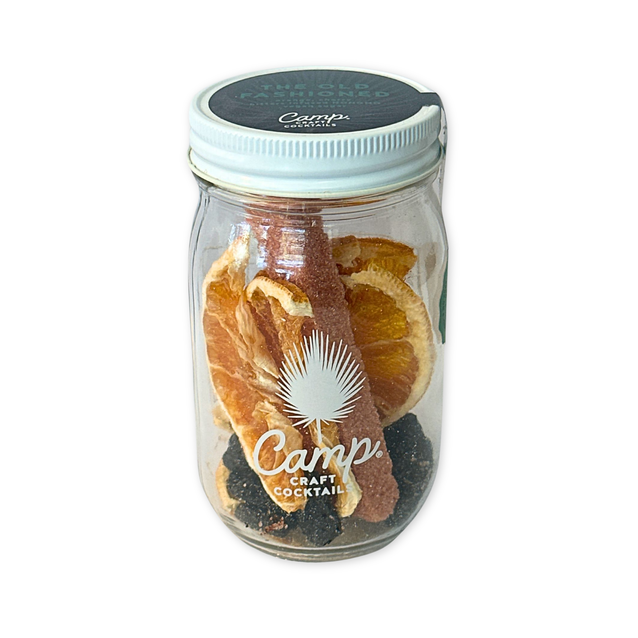 old fashioned cocktail ingredients in a jar