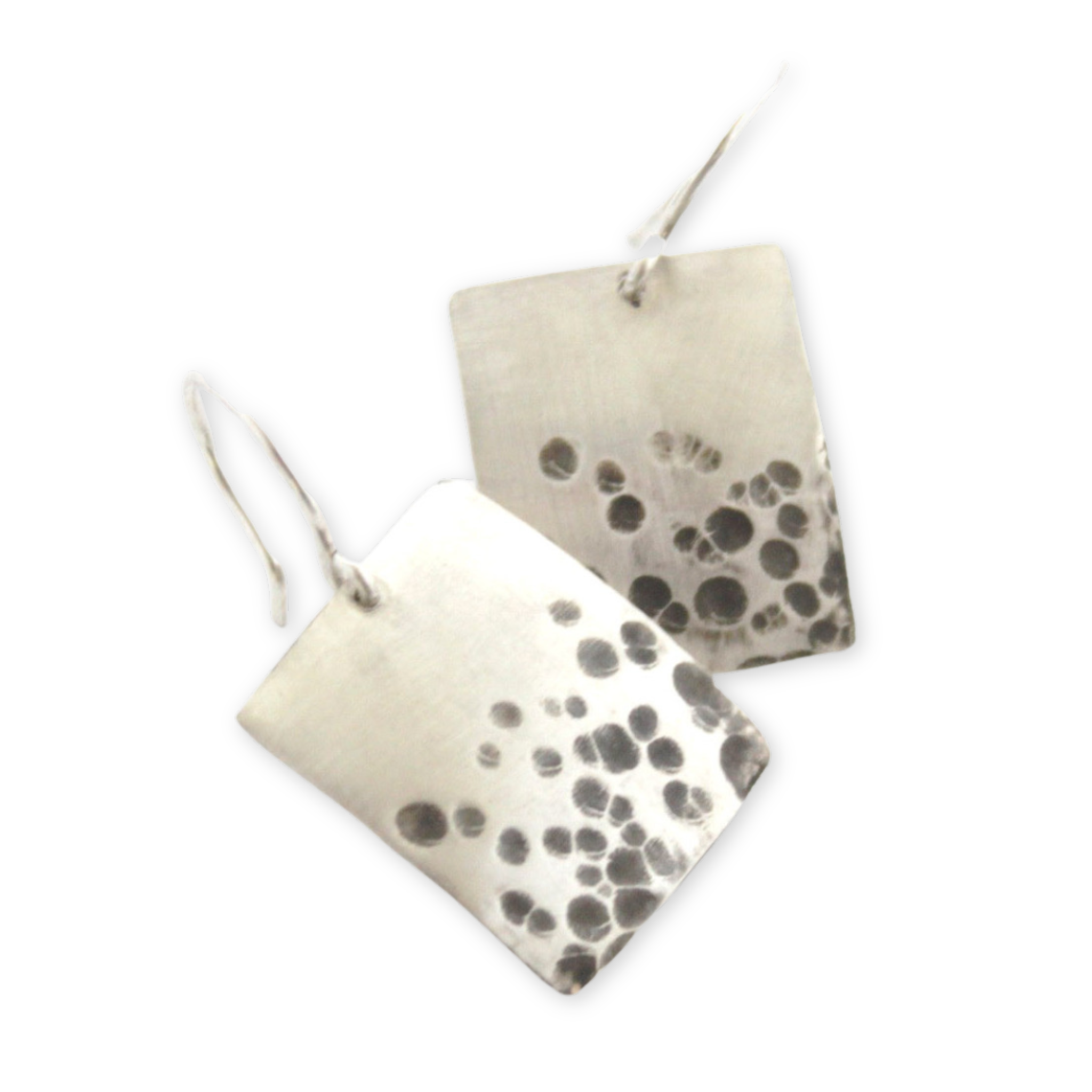 rectangle stamped earrings with black spots