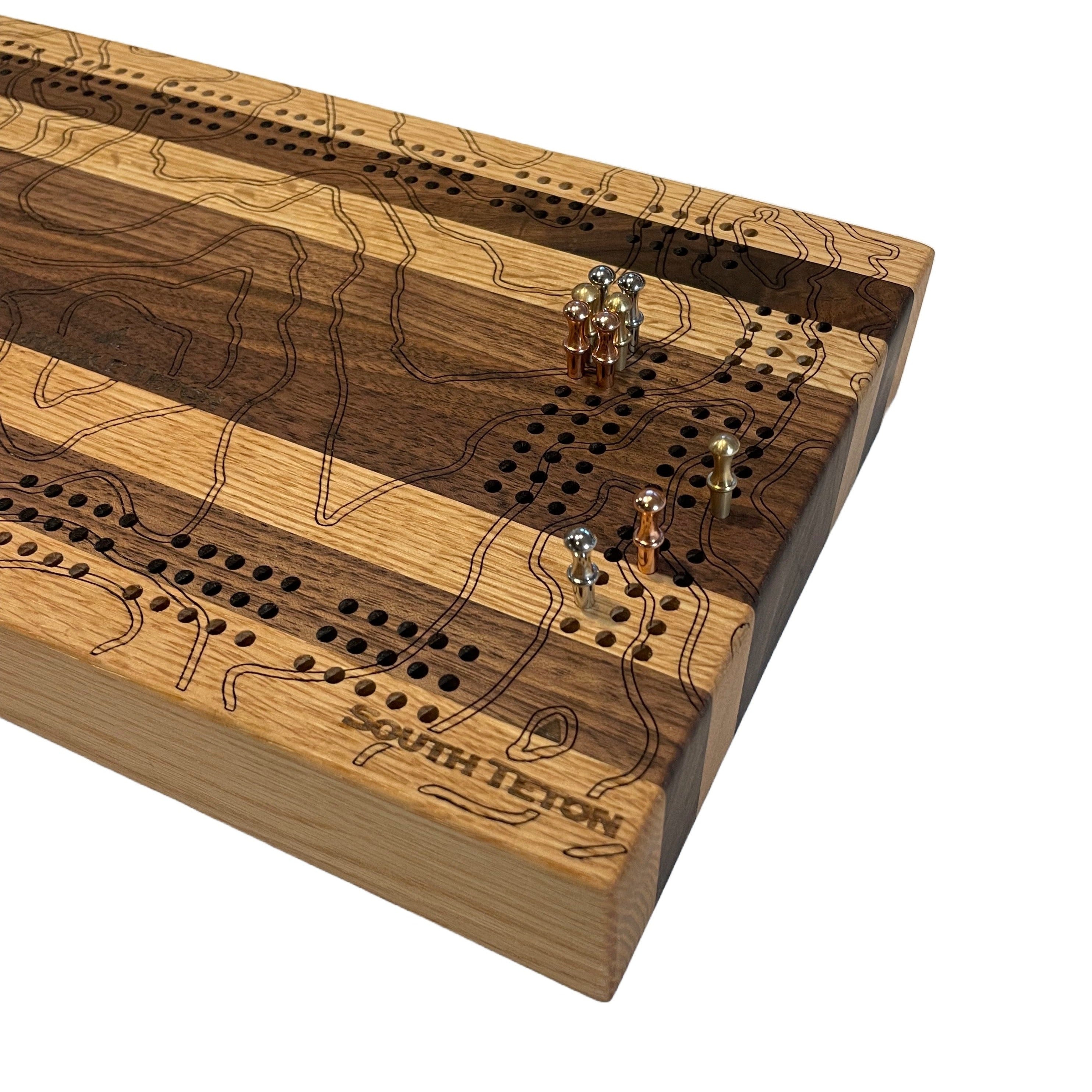 Jackson Topo Map Wooden Cribbage Board