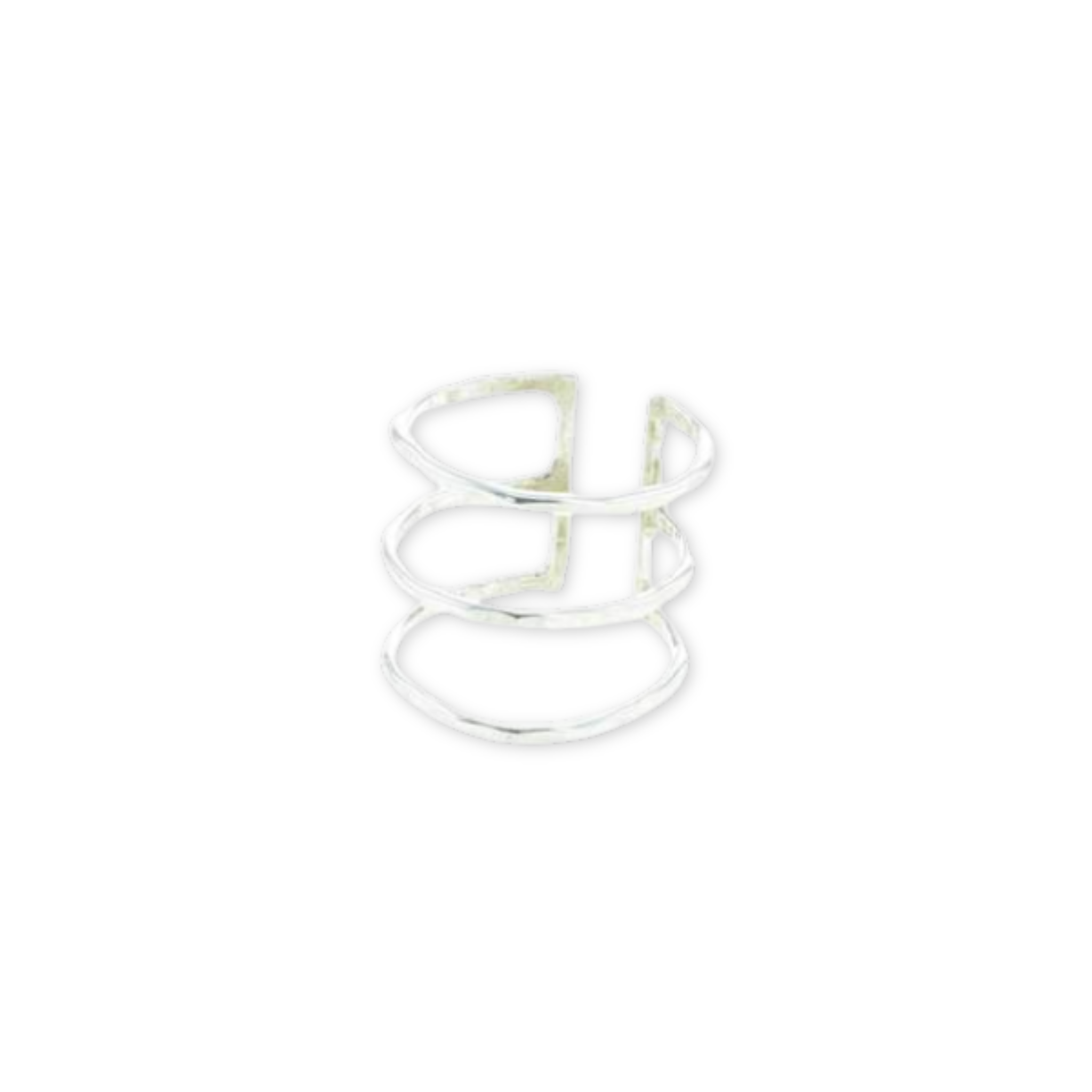hammered ring band with three horizontal lines in the form of a cuff