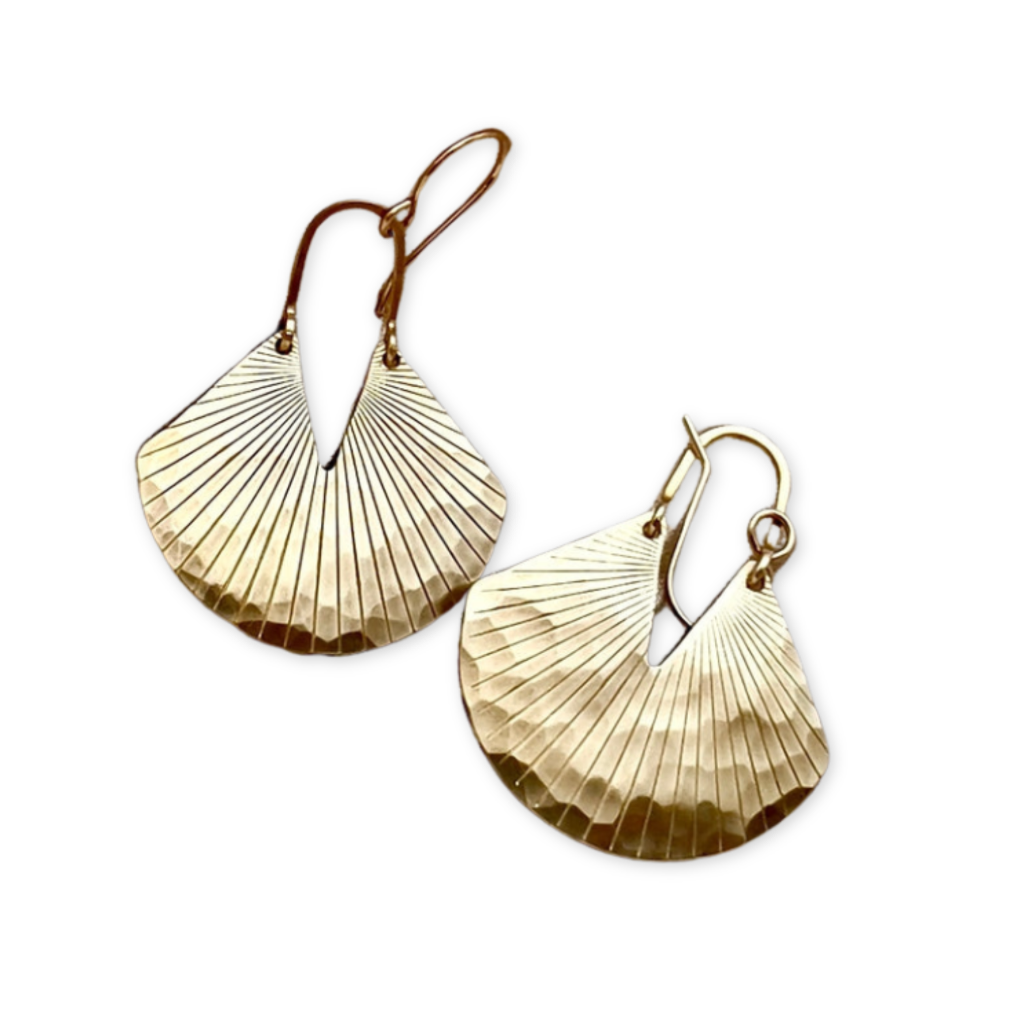 textured abstract fan shaped earrings