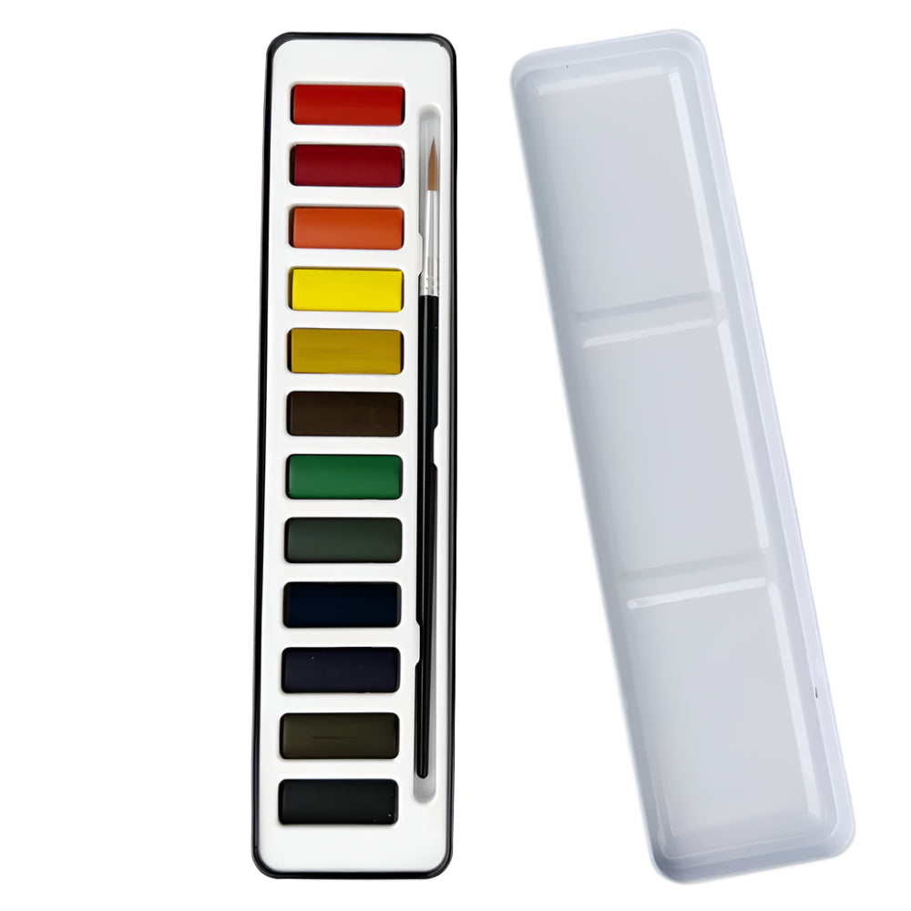a basic 12 color watercolor set