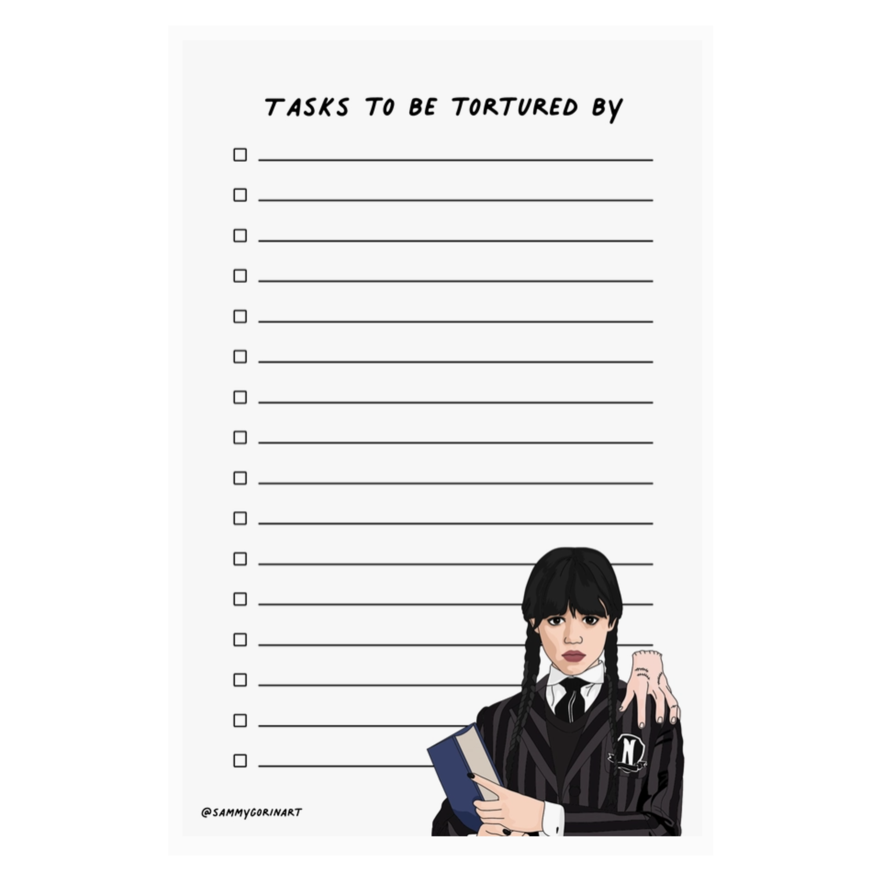 Tasks To Be Tortured By, Wednesday Addams, Notepad
