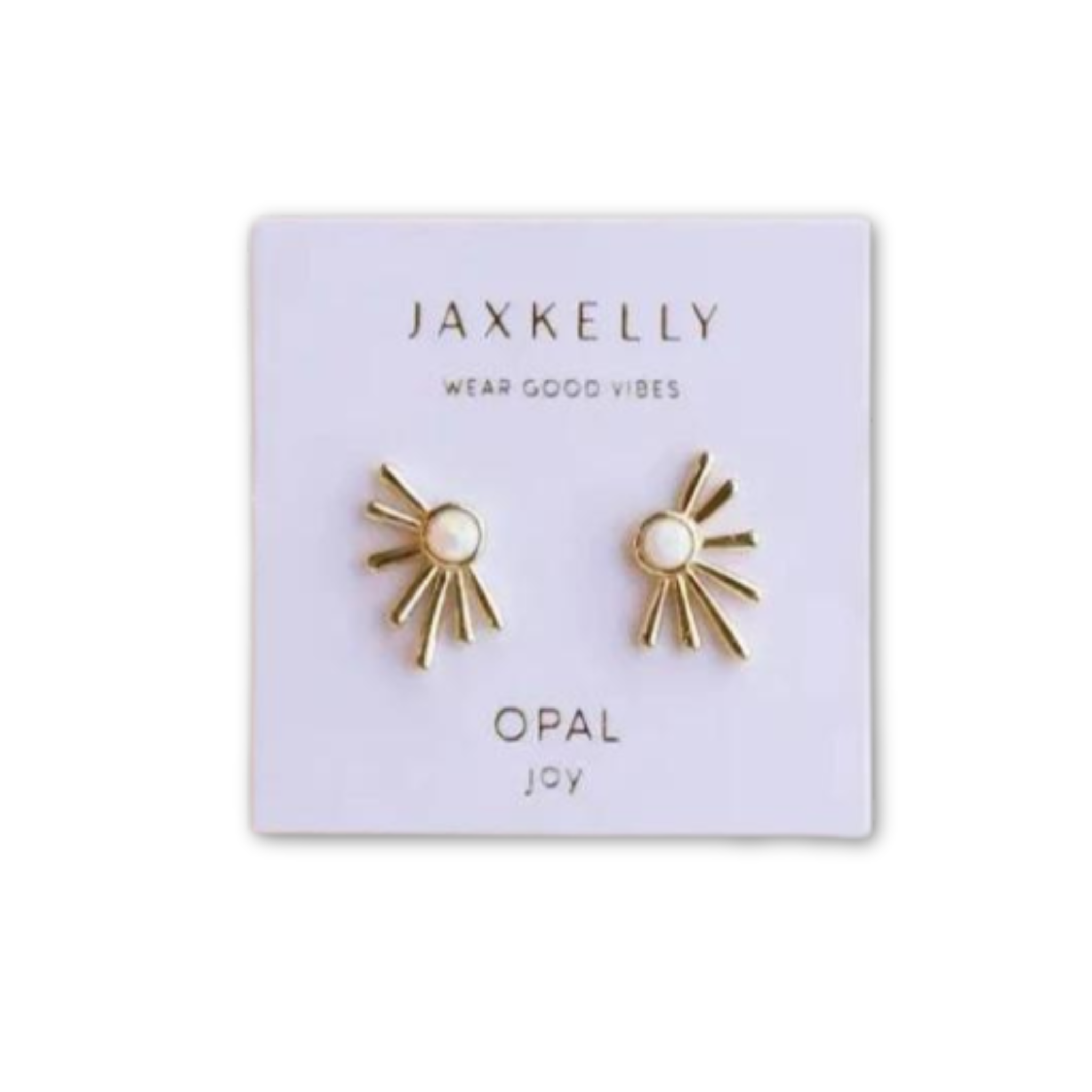 post earrings with a sunburst design and opals