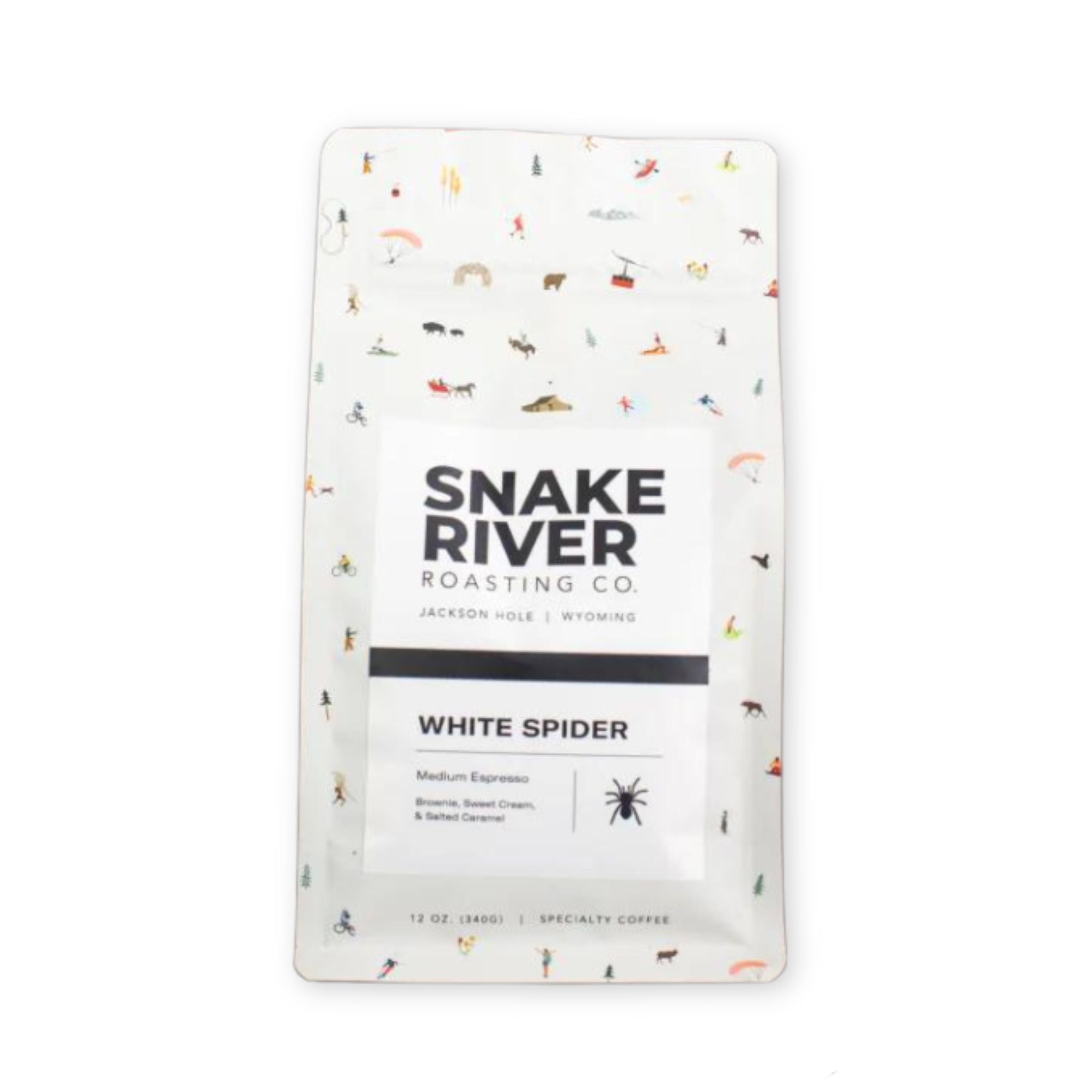 Snake River Roasting Coffee Bag with White Spider Logo
