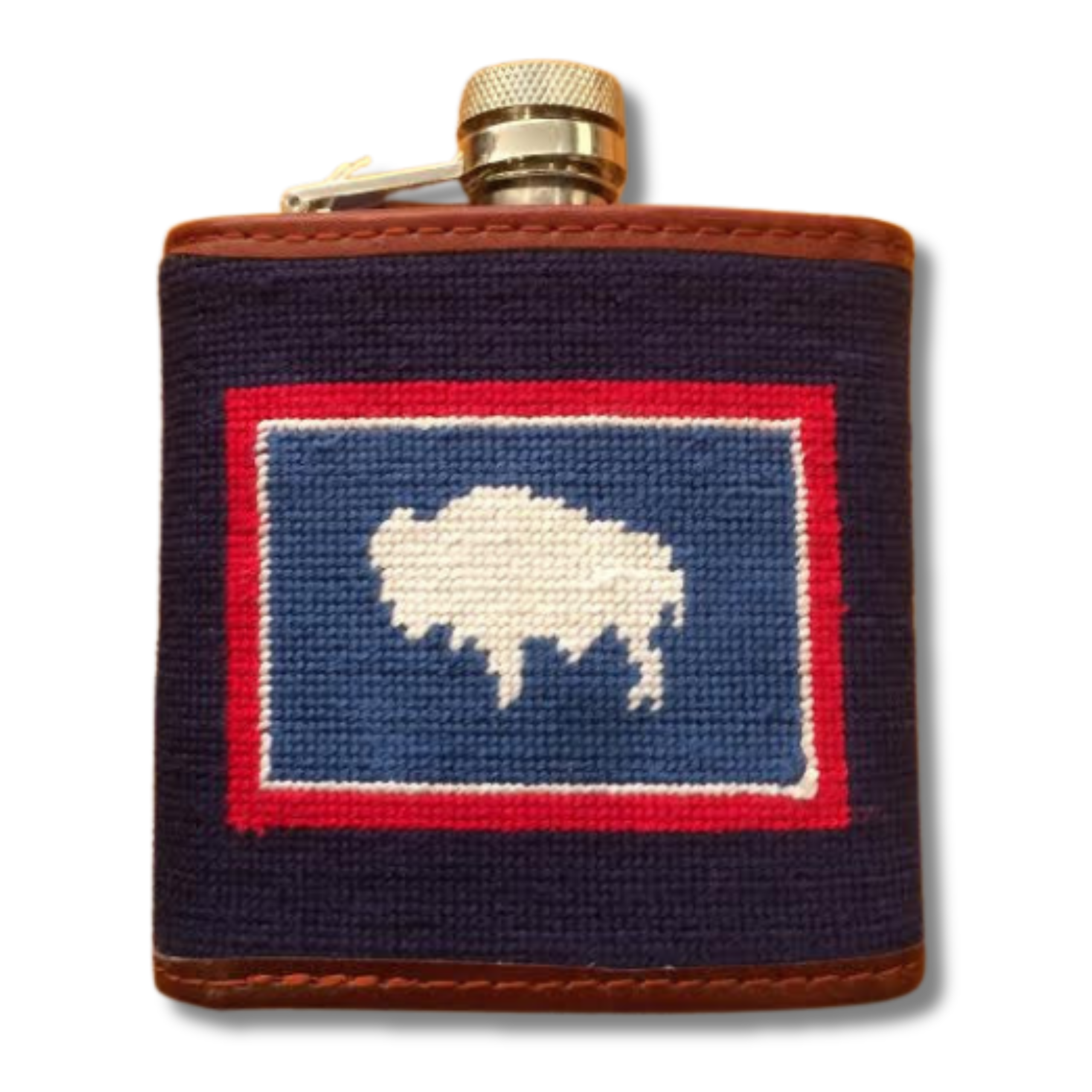 Wyoming Flag Needlepoint Flask