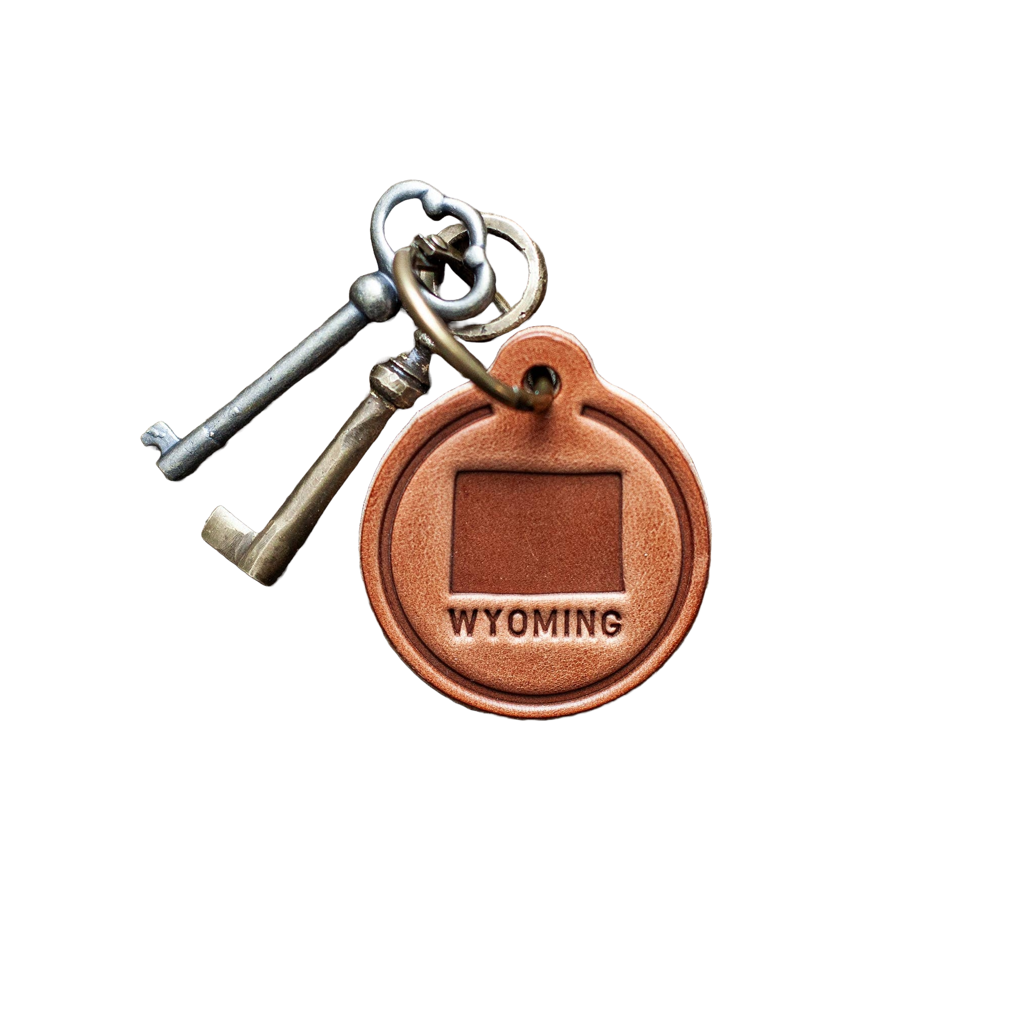 Wyoming Leather Keychain Circle
