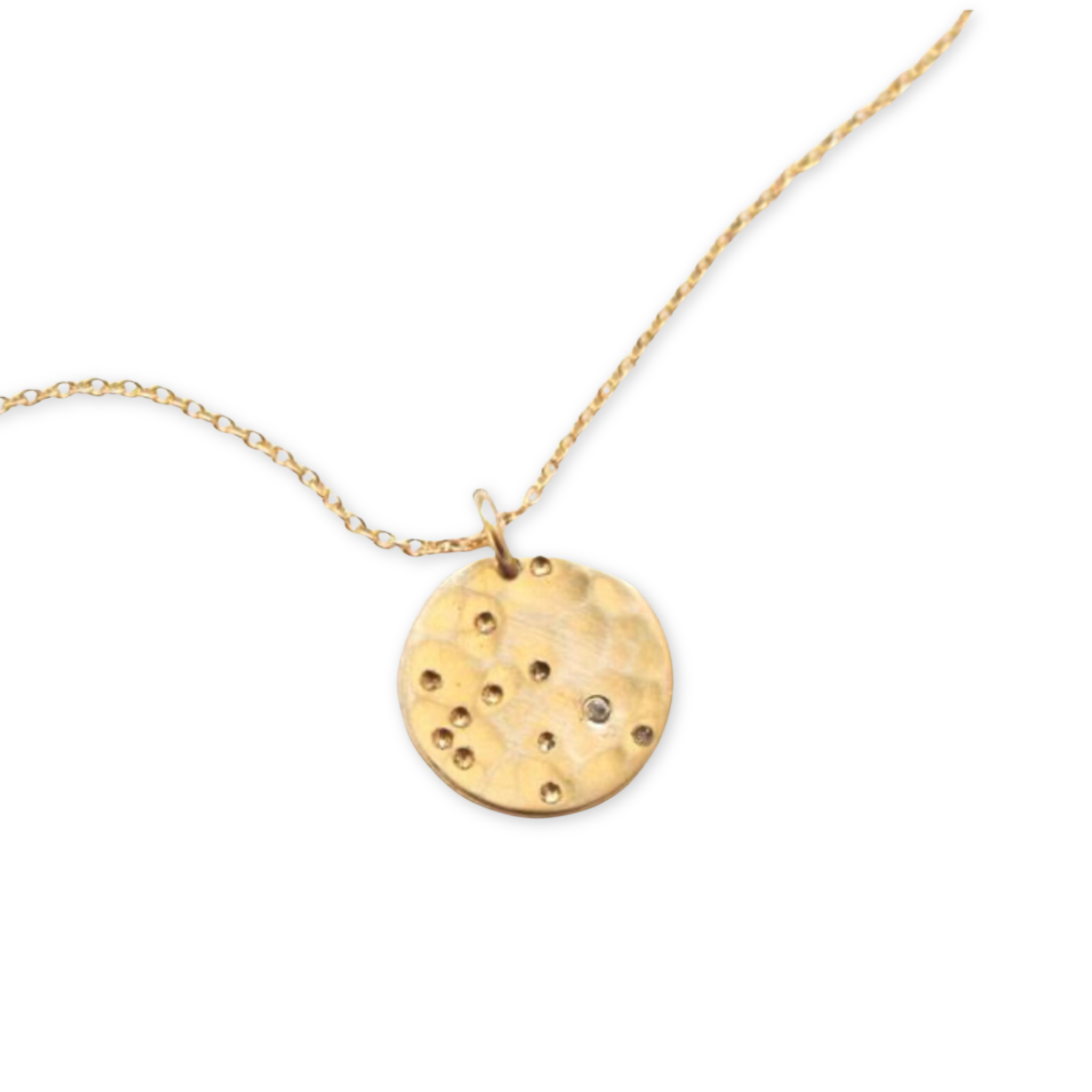 gold necklace with constellation design