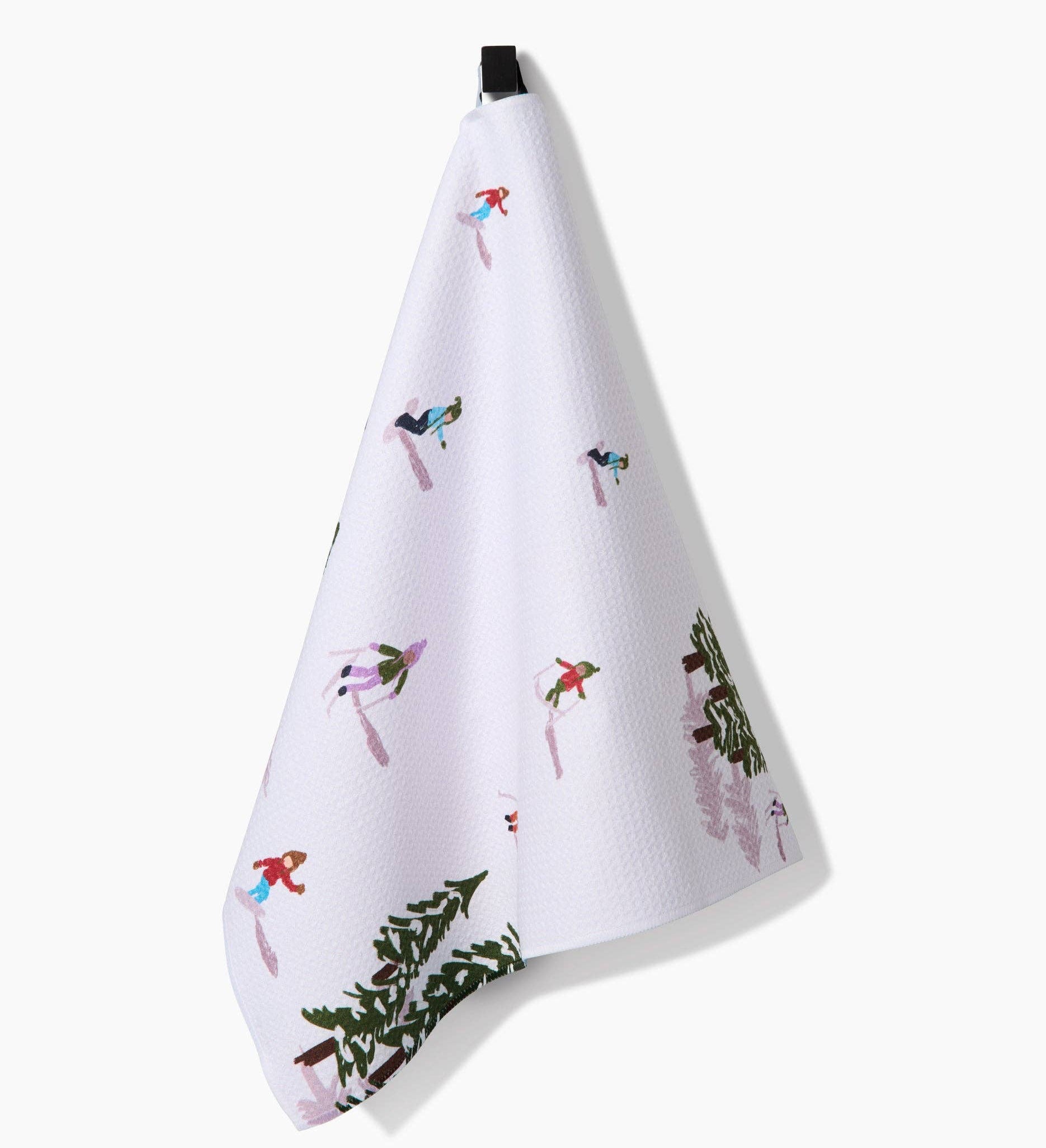 Winter Skiing Trip Kitchen Towel