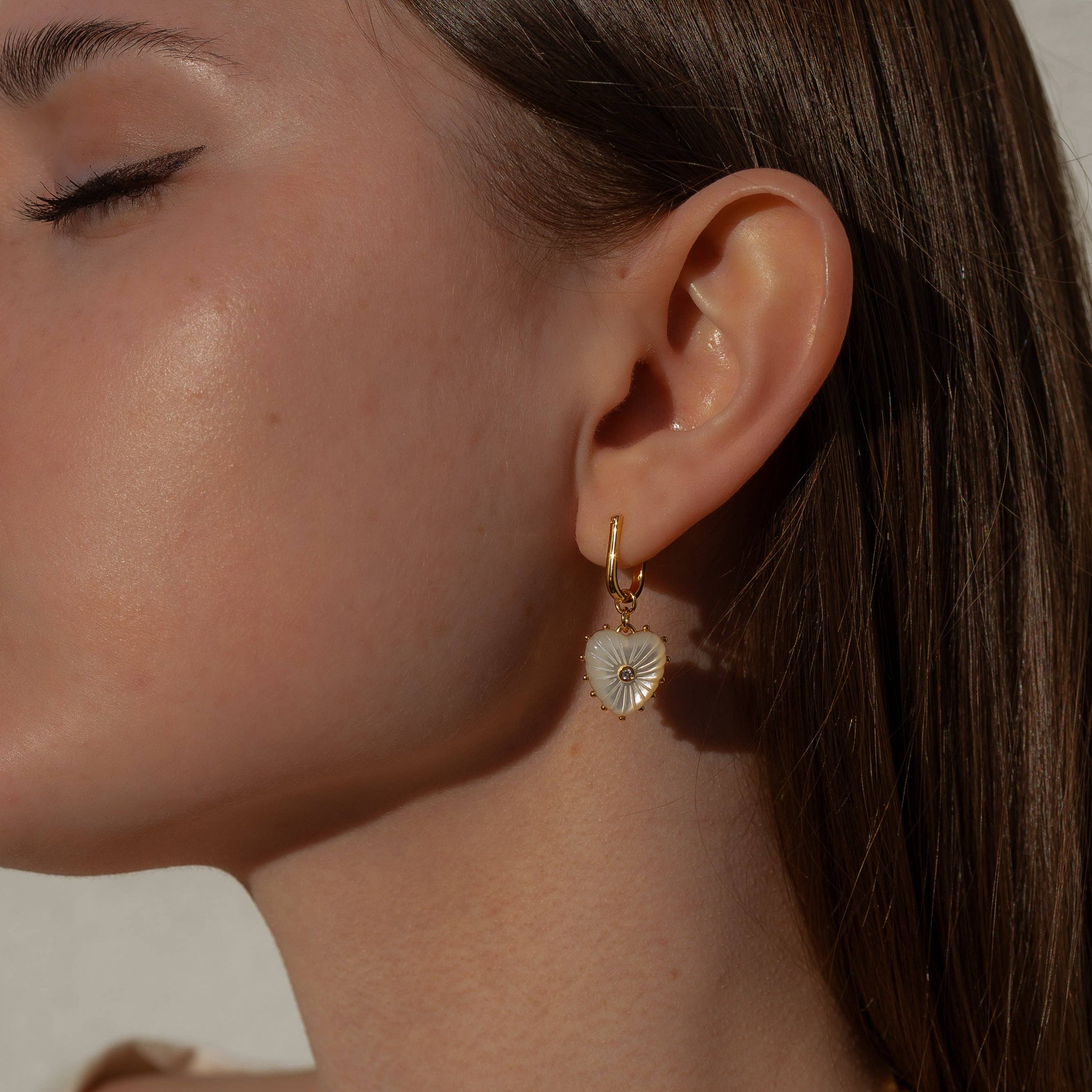 Mother of Pearl Heart Earrings
