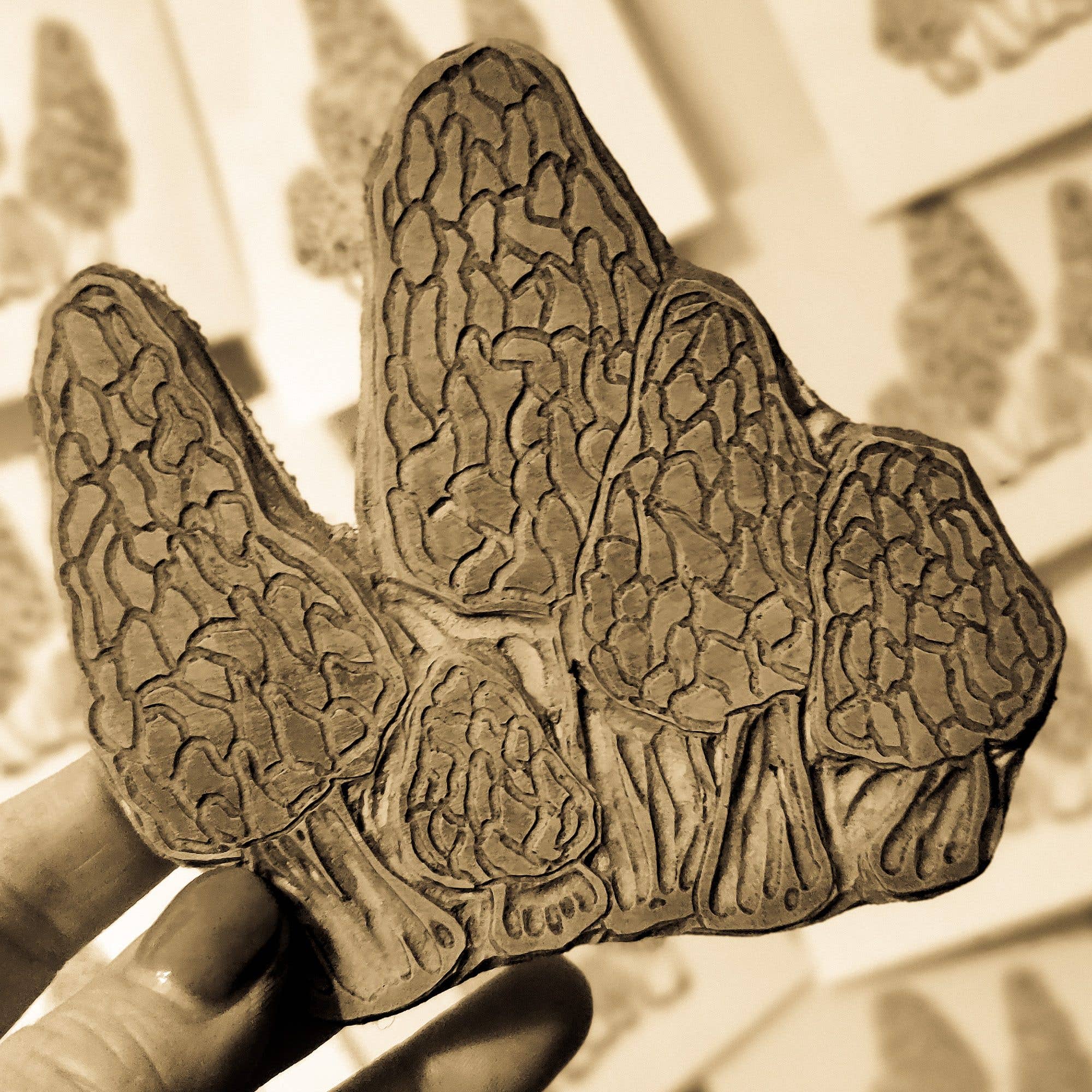 Morels Linoprint