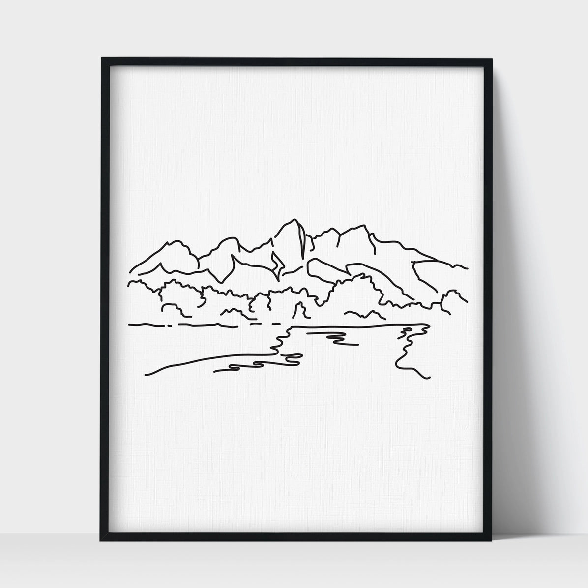 Grand Teton Line Art Print - Unframed