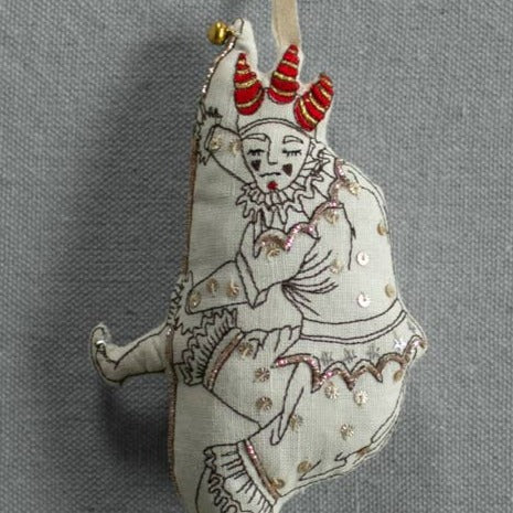 Dancing Jester Ornament - Cotton-filled Art Doll