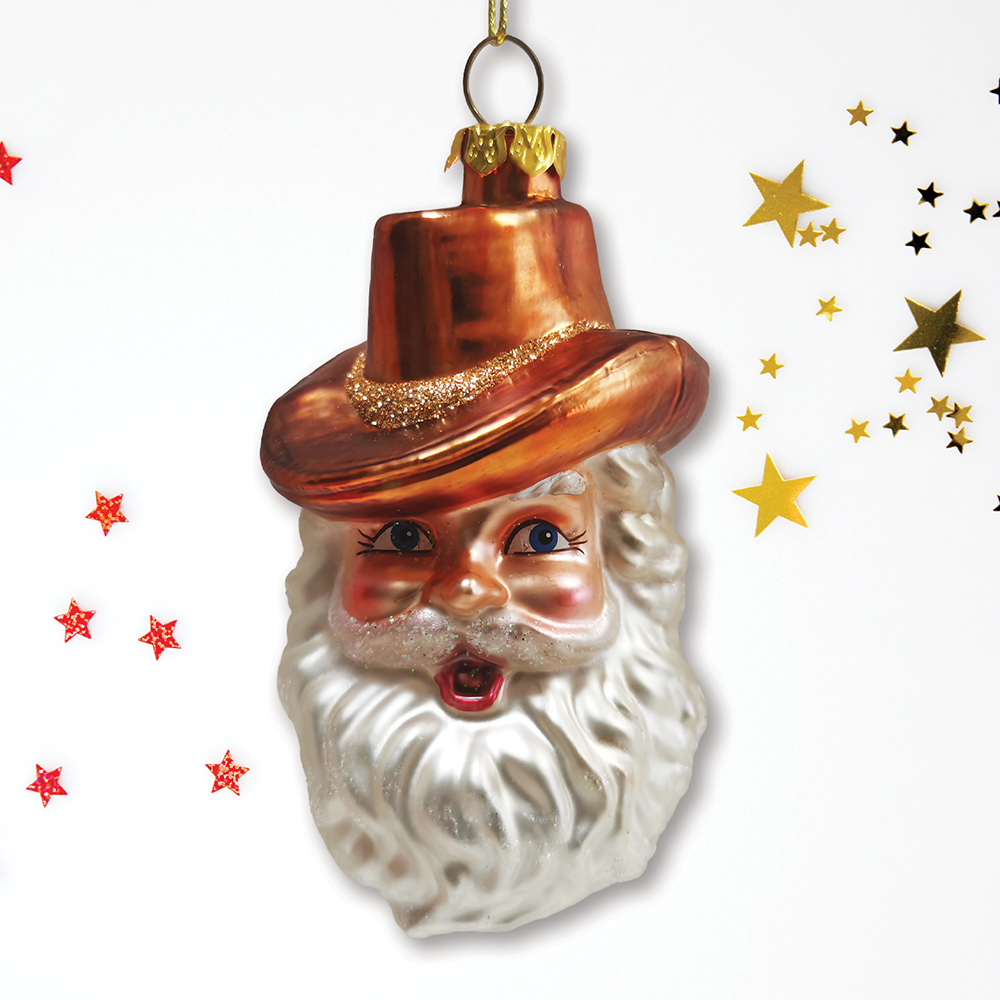 Western Cowboy Santa  Glass Ornament