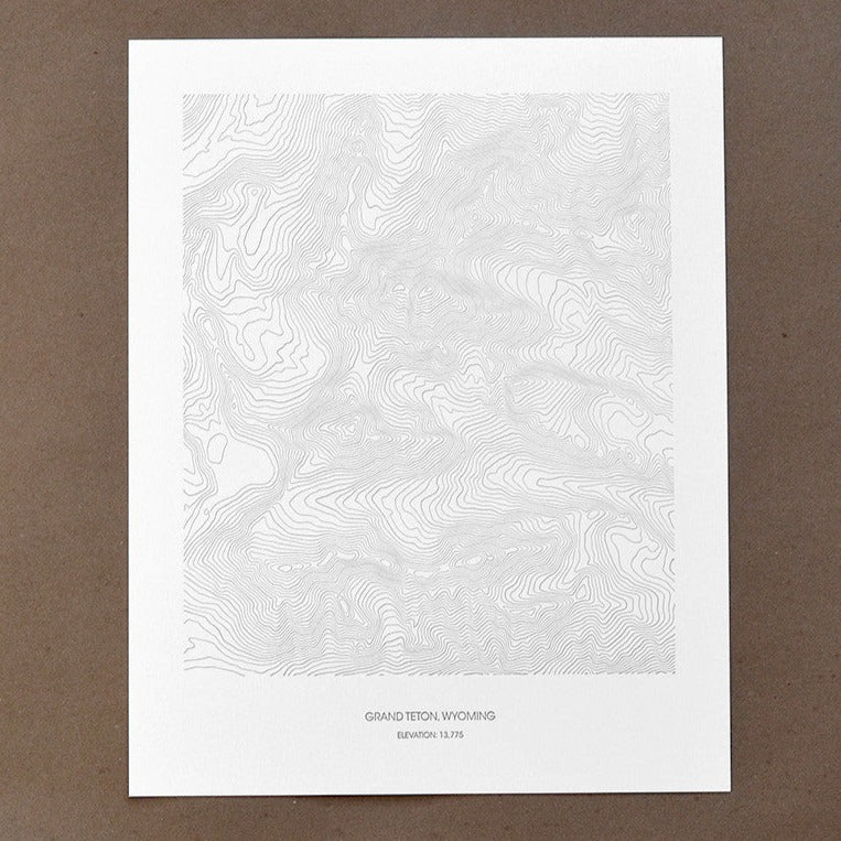 Grand Teton Letterpressed Topographic Poster