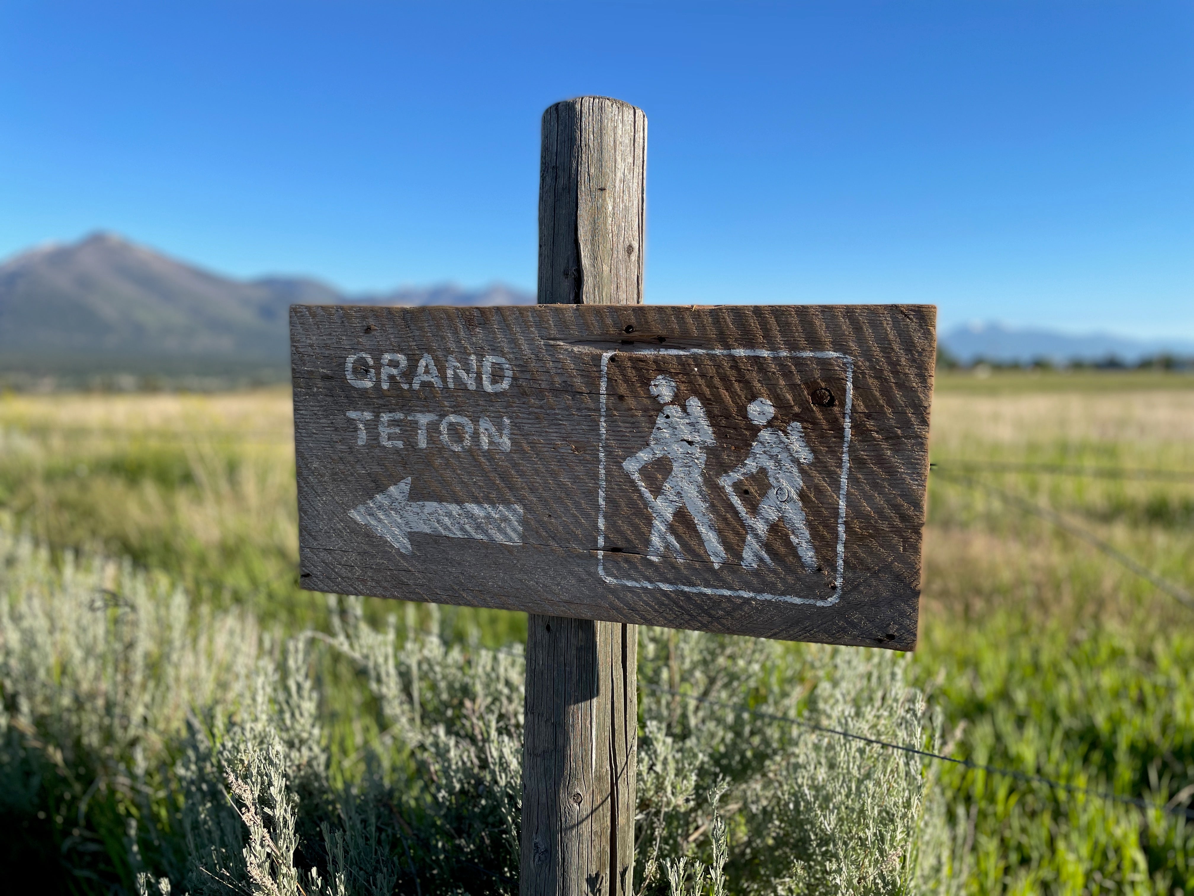 Grand Teton Directional Barnwood Sign
