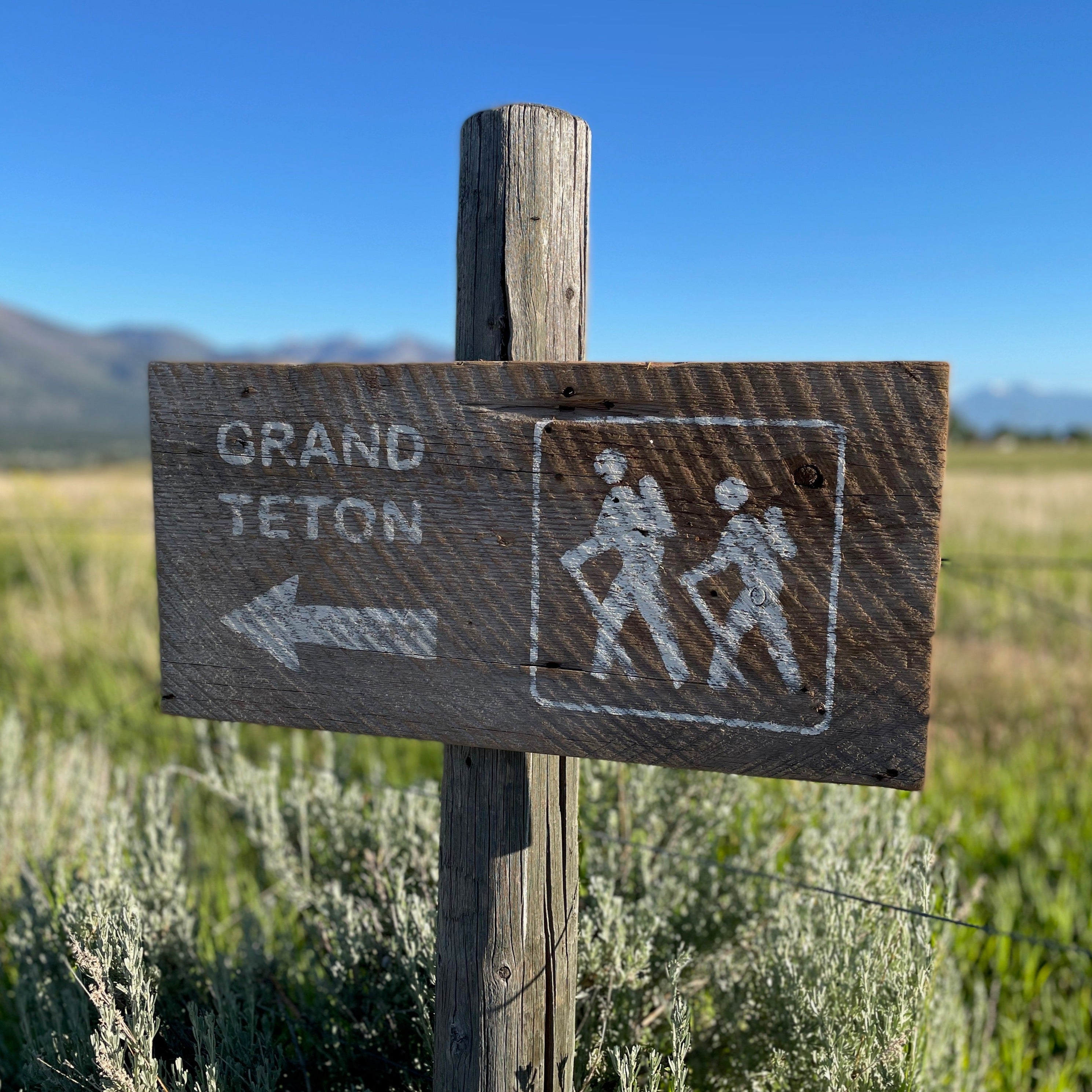 Grand Teton Directional Barnwood Sign