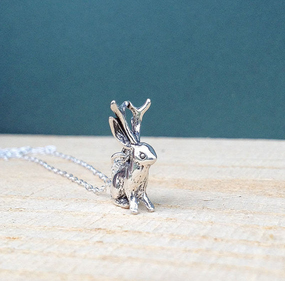 Sterling Jackalope Necklace