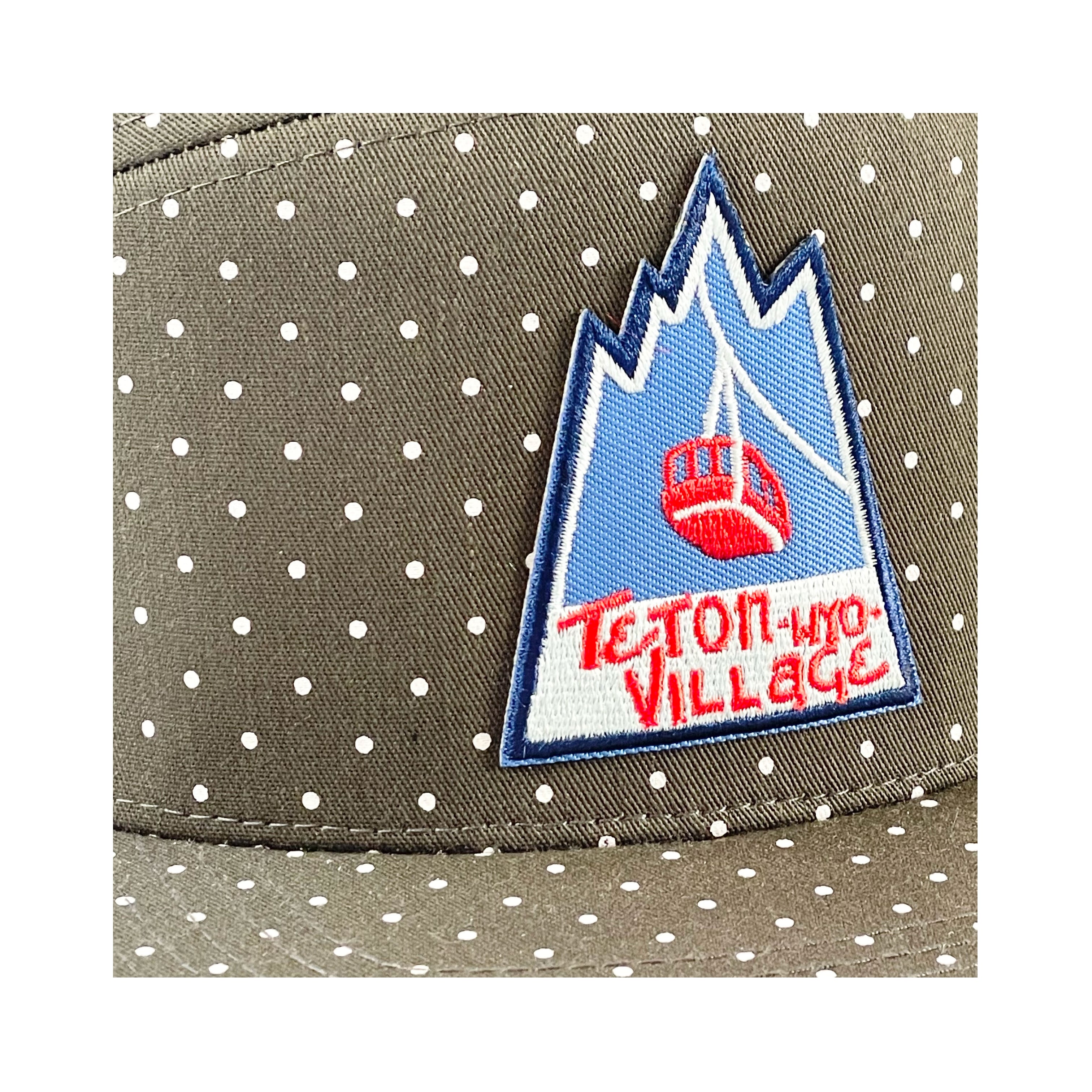 Green with White Polka Dot Teton Village Tram Flat Brim Hat