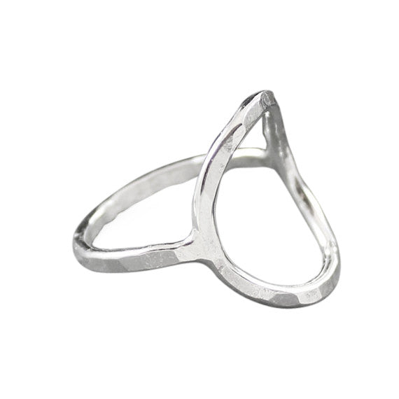 silver ring with a circle on it