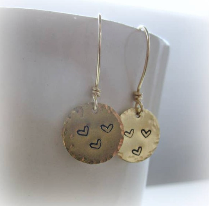 Brass Heart Earrings