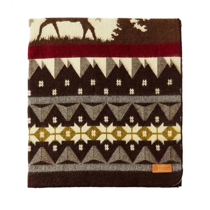 Brown Ski Adventure Southwestern Blanket