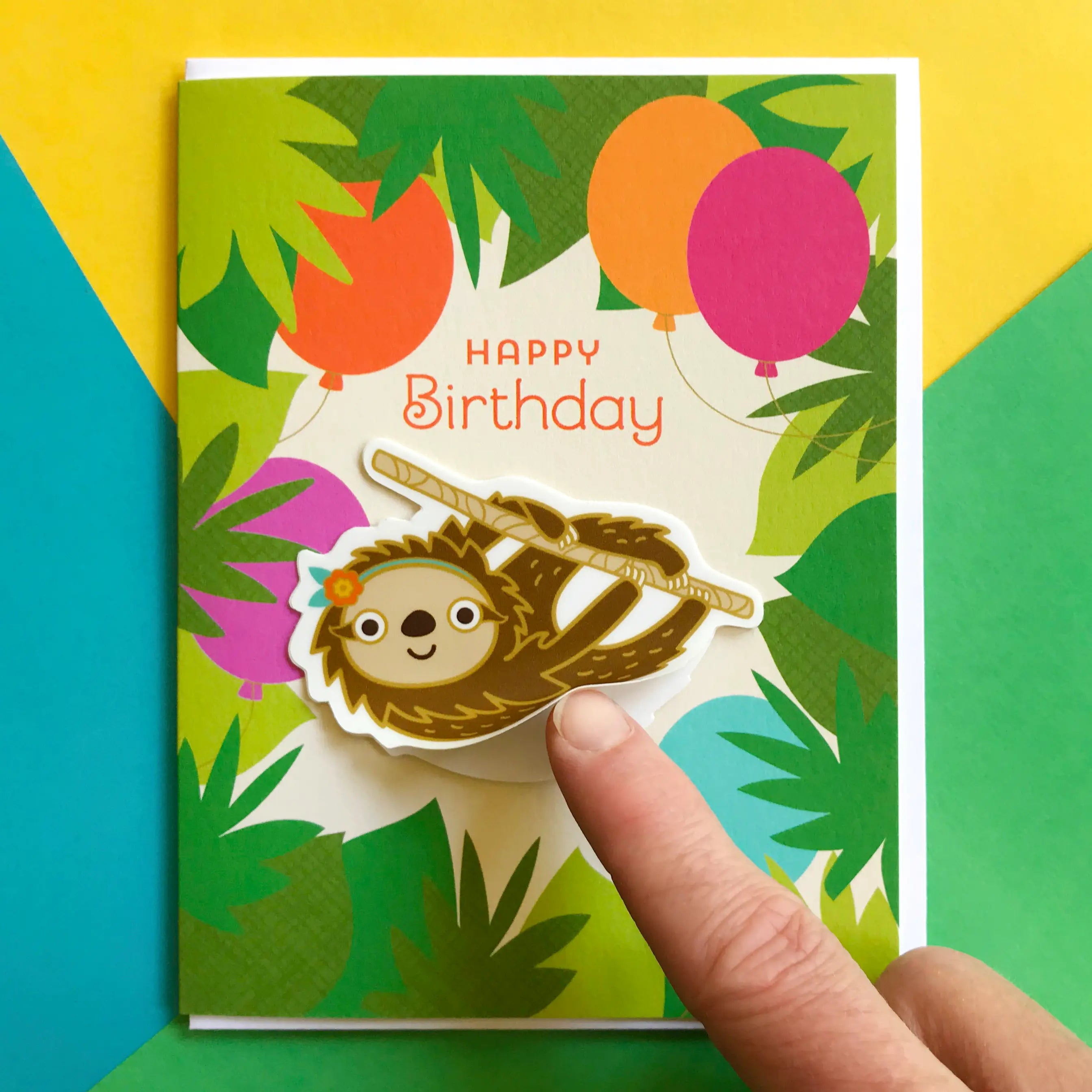 Sloth Happy Birthday Card W/ Sticker