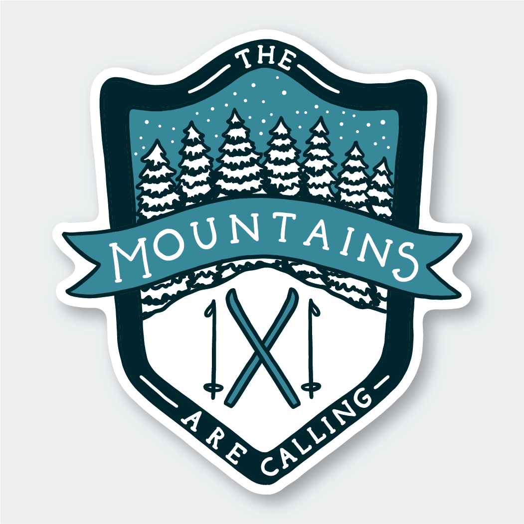 Mountains Are Calling Ski Sticker
