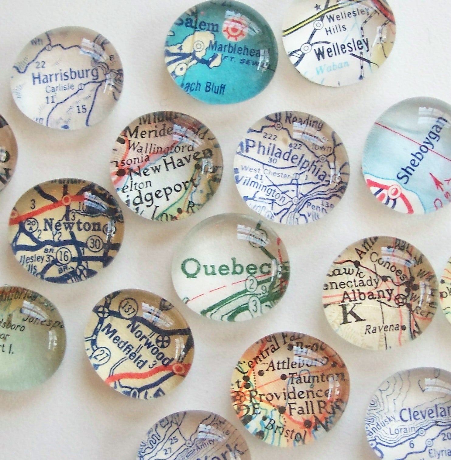 Vintage Map Magnet Sets